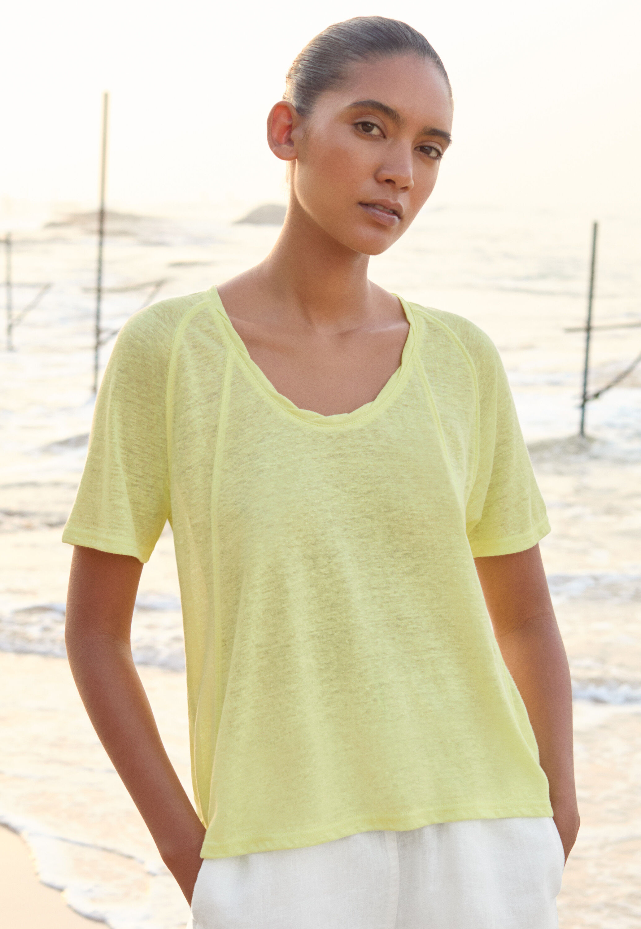 Funnel-neck top