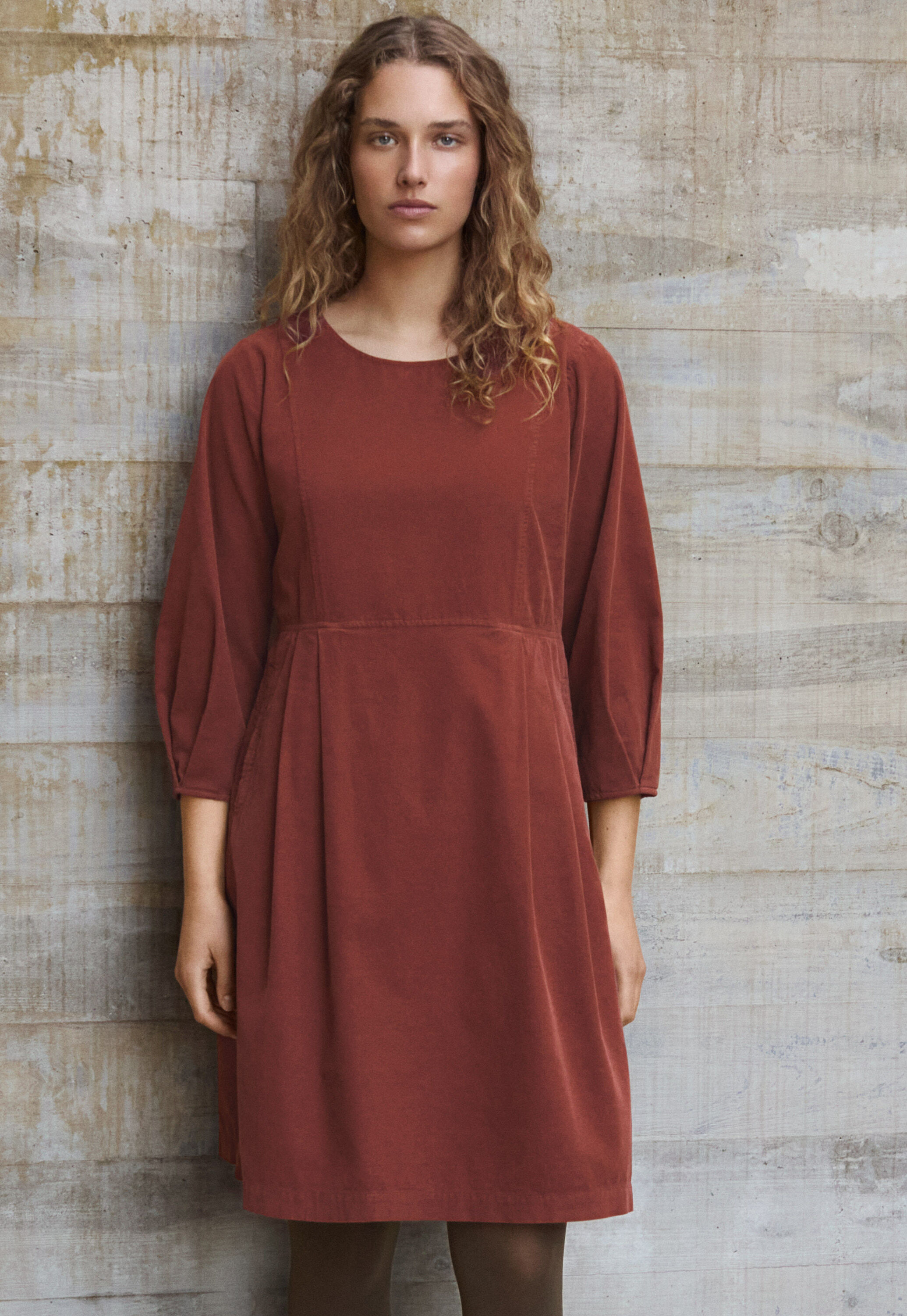 Pleat-front dress
