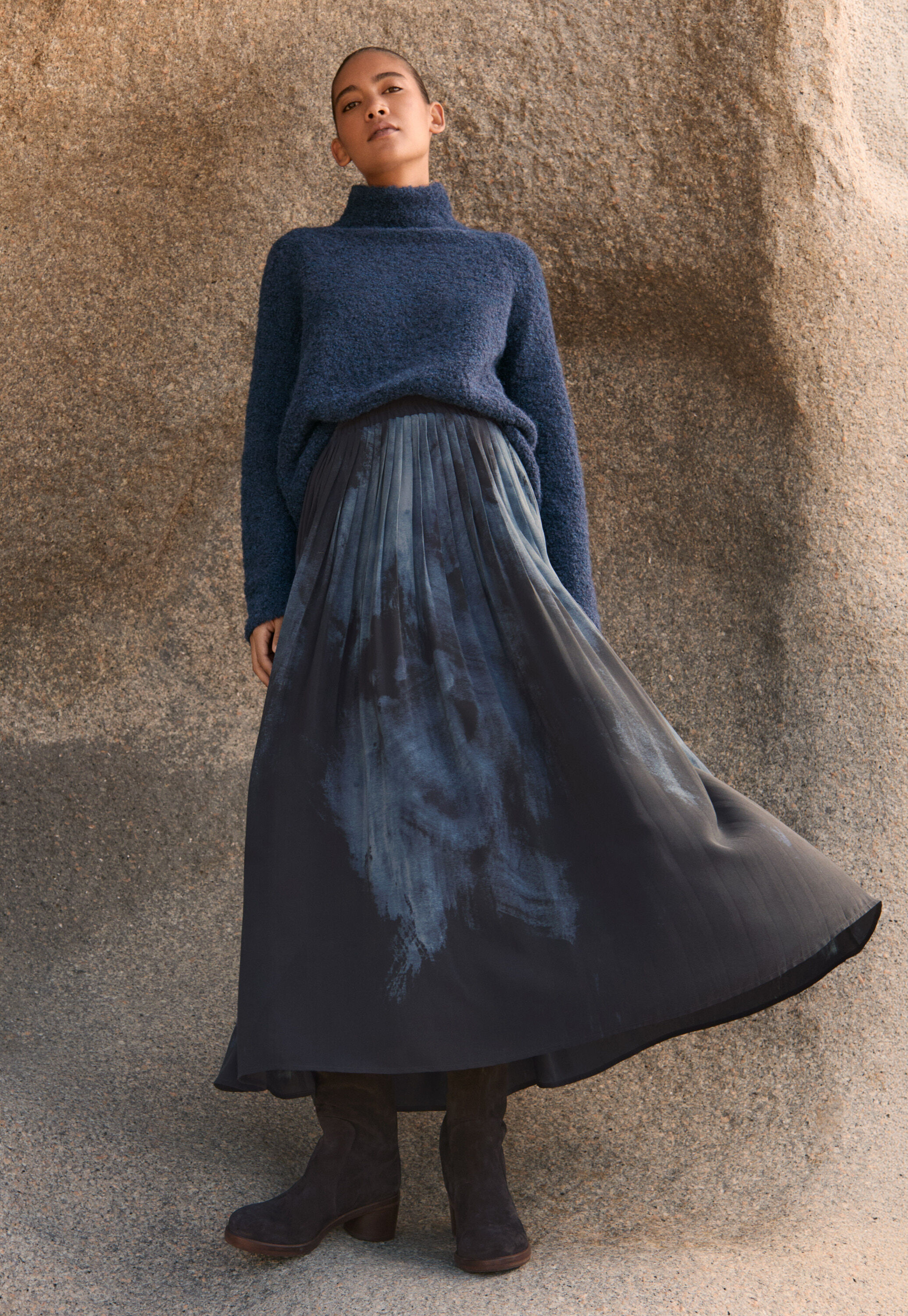 Printed pleated skirt