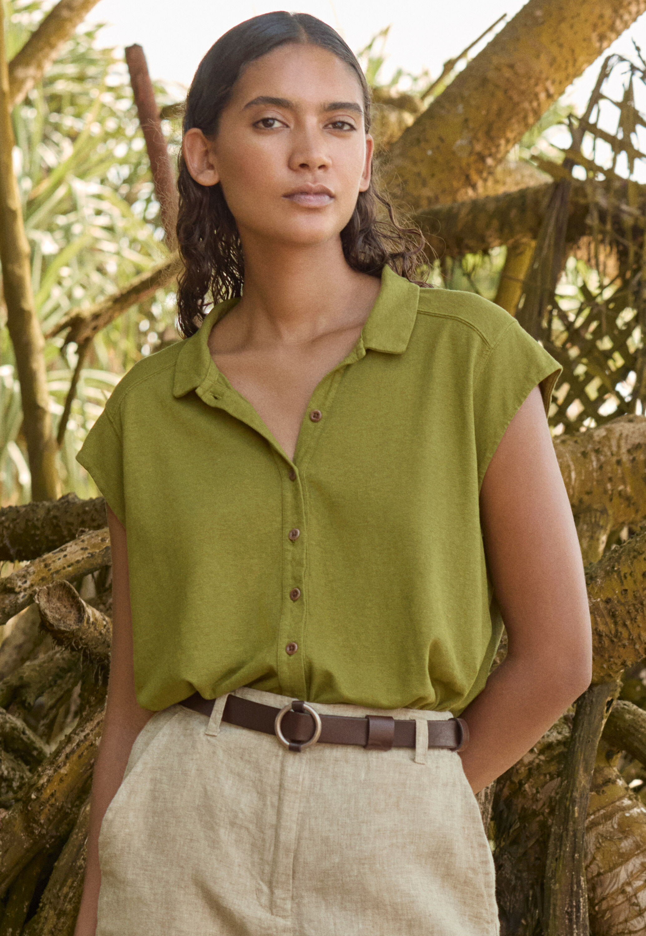 Funnel-neck top
