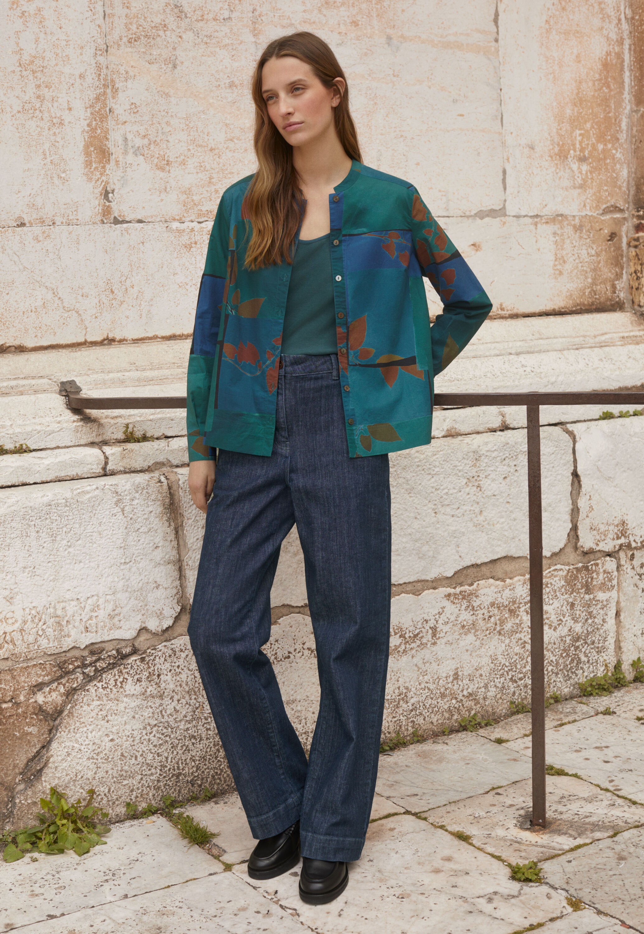 Wide tapered-leg jeans