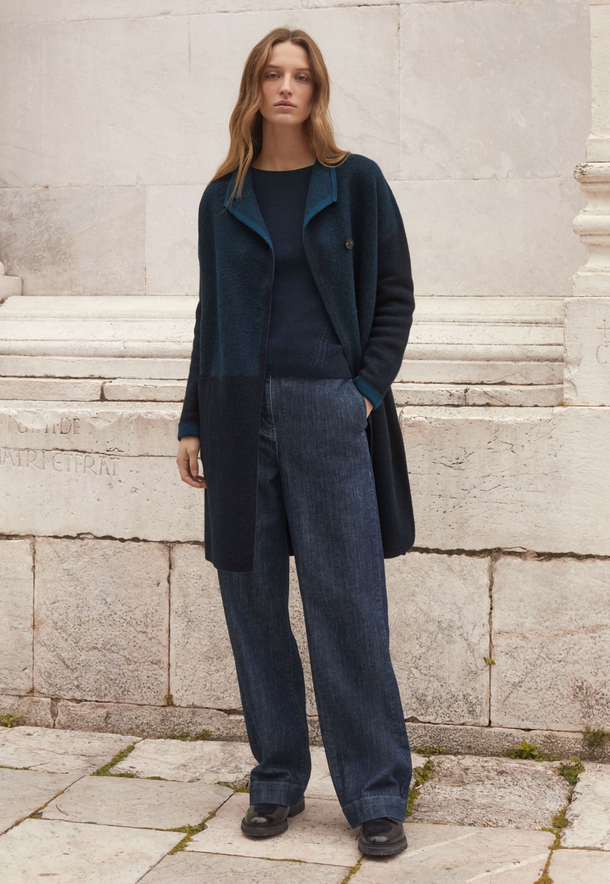Wide tapered-leg jeans