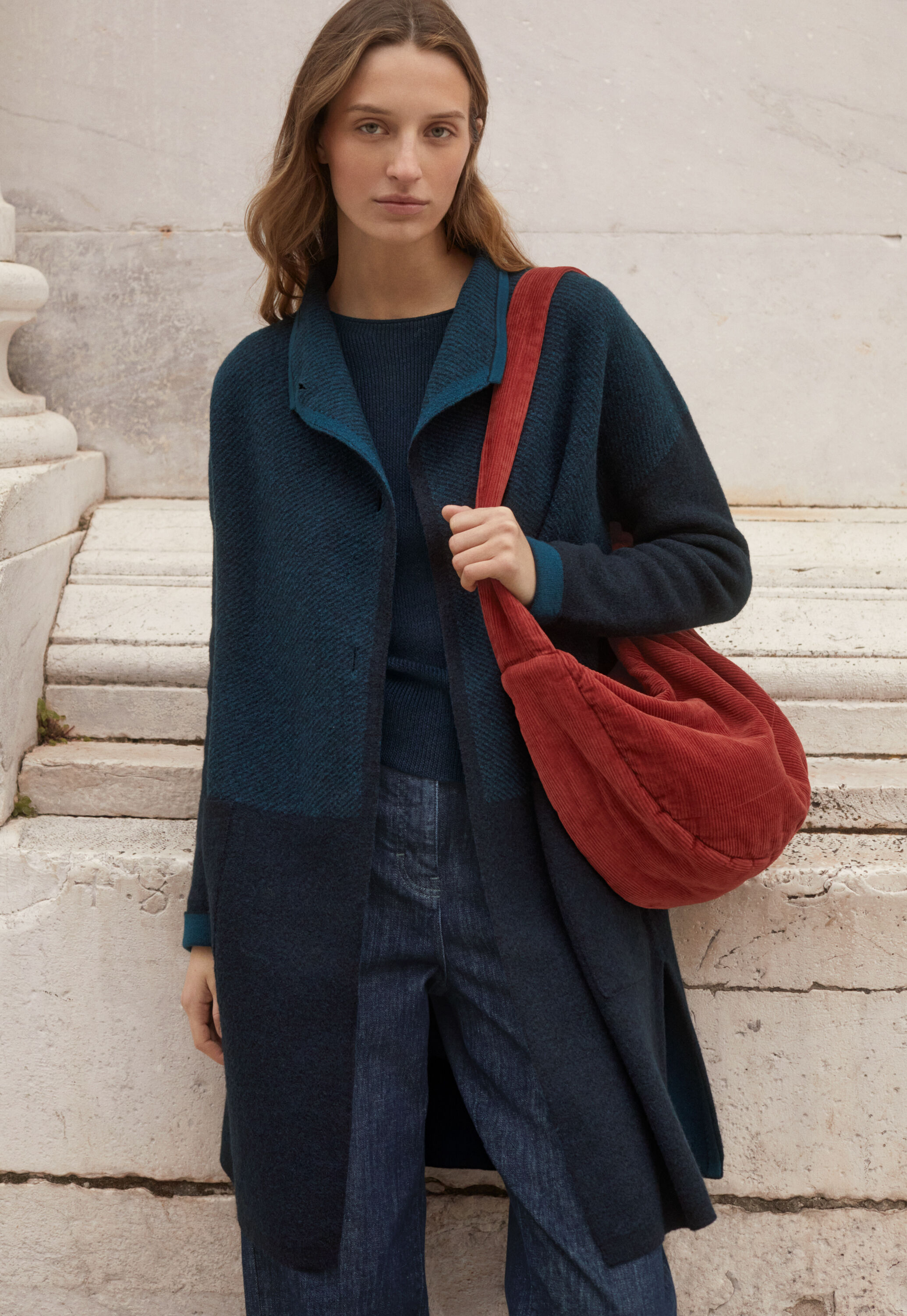 Funnel-neck coat