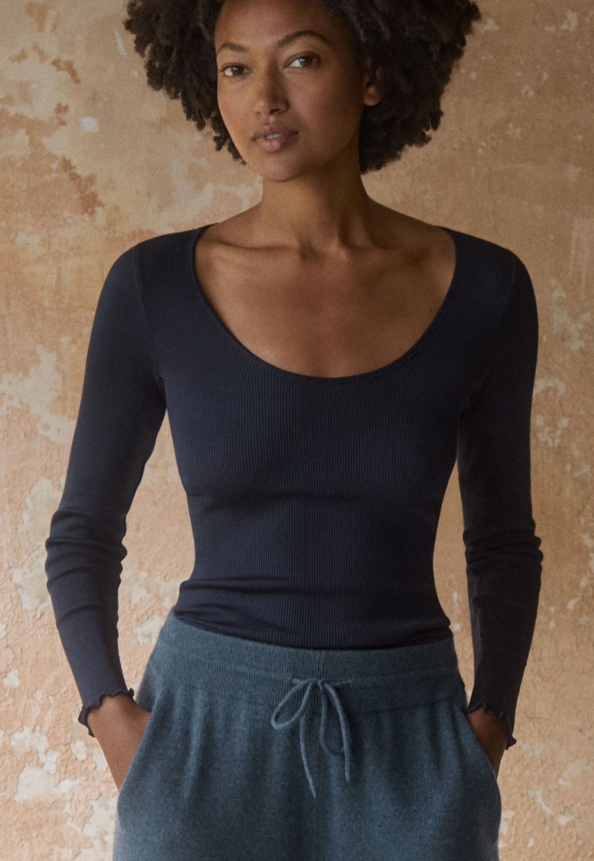 Funnel-neck top