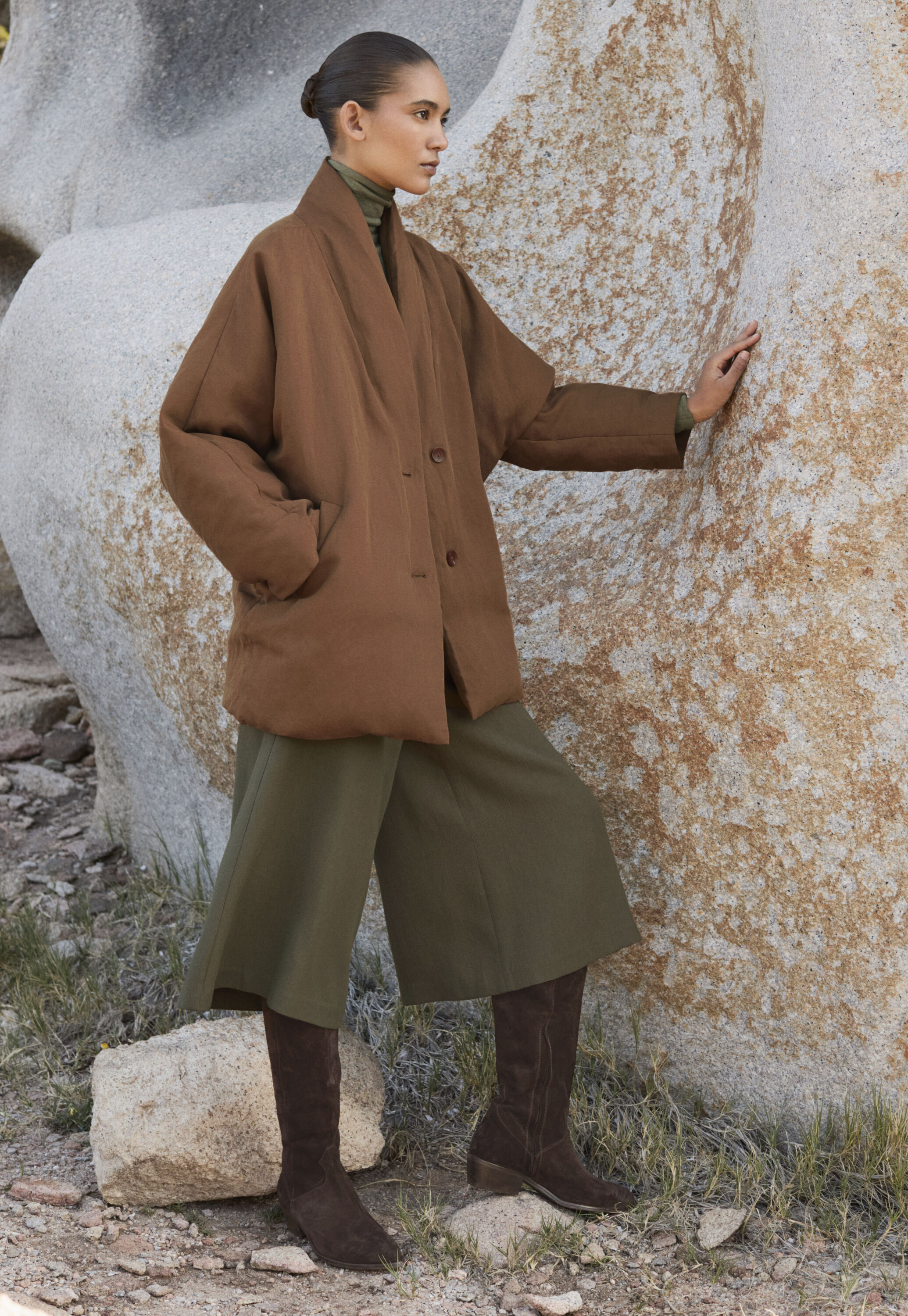 Shawl collar padded coat