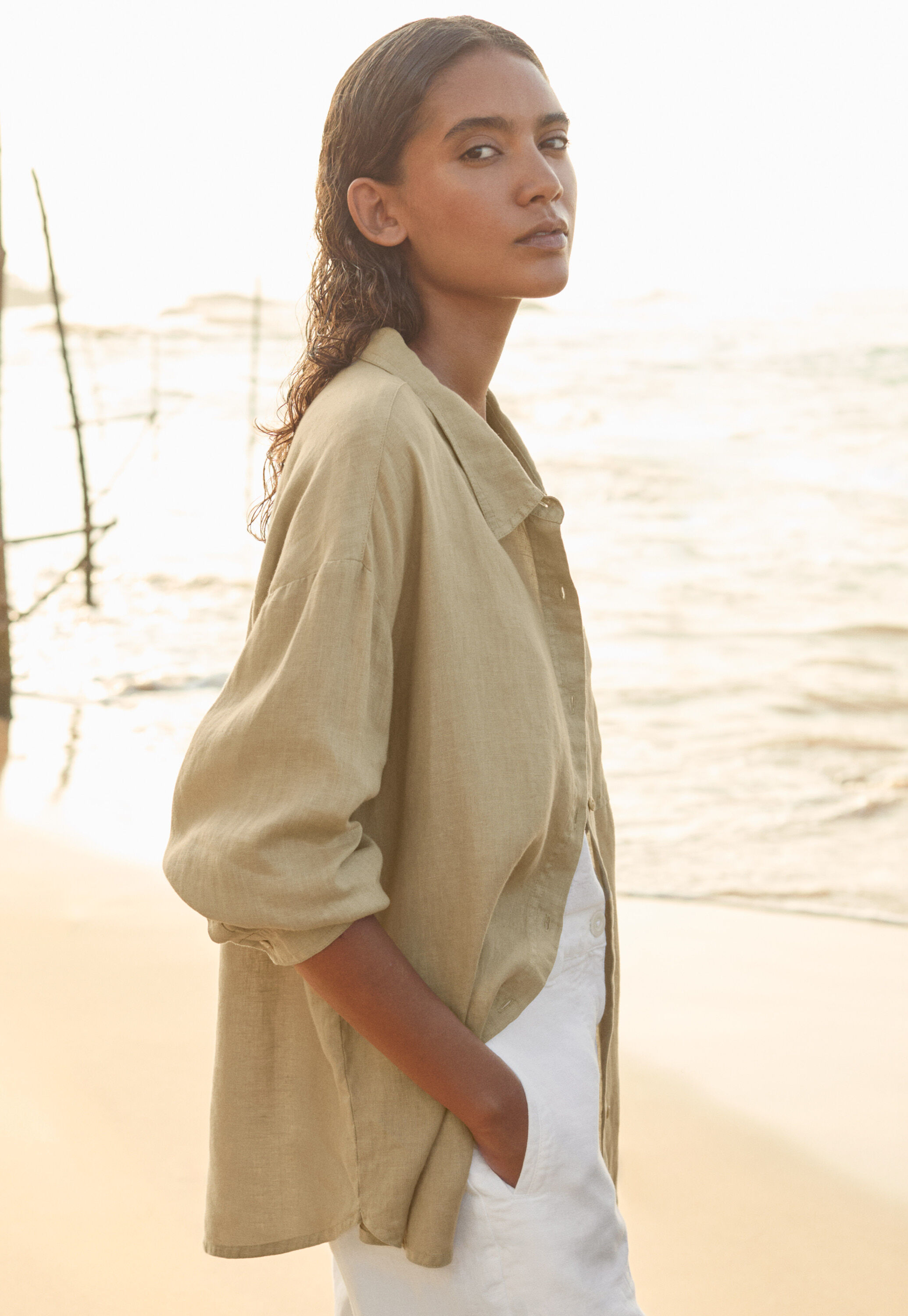 Garment-dyed overshirt