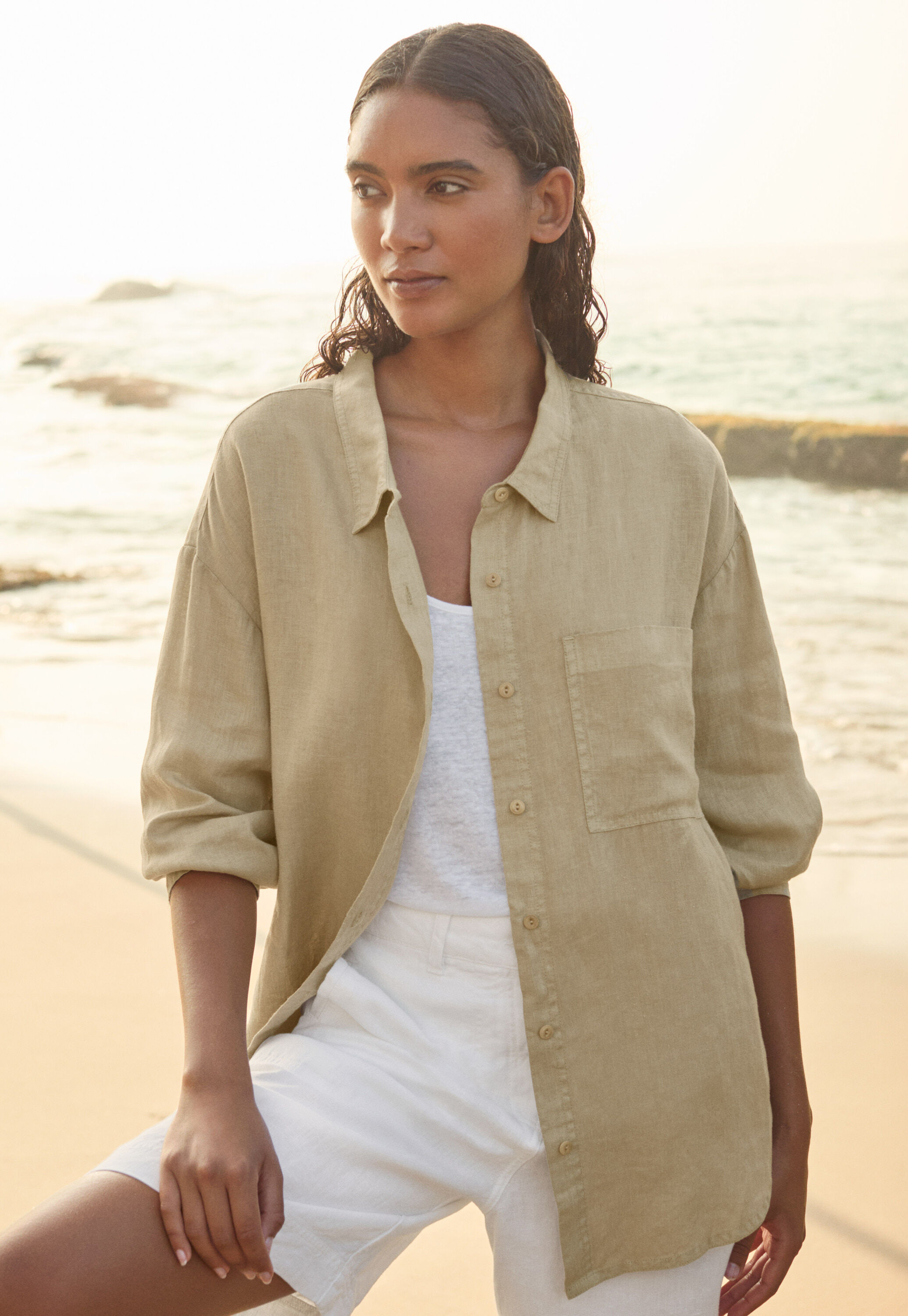 Garment-dyed overshirt