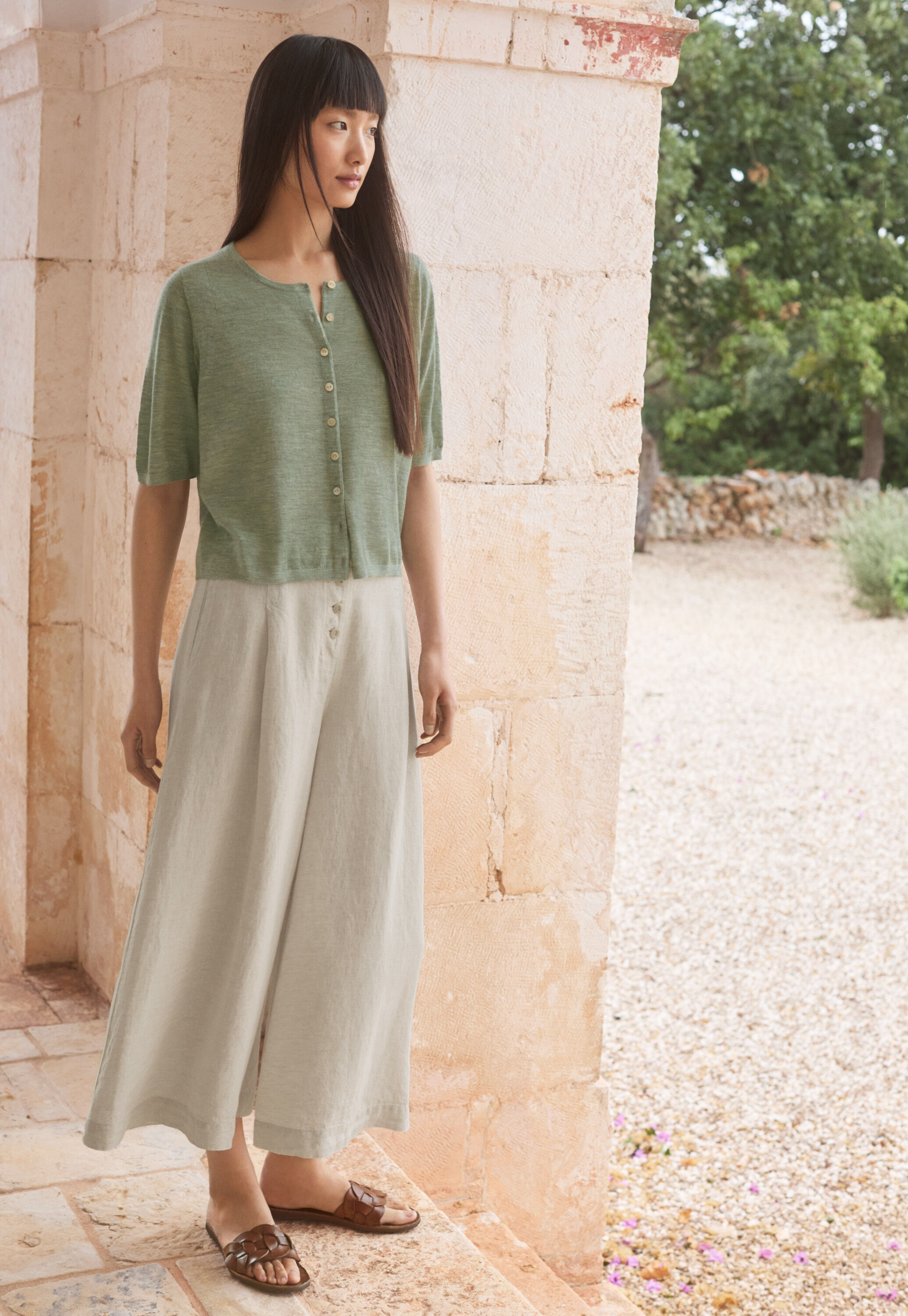 Pleat-front culottes