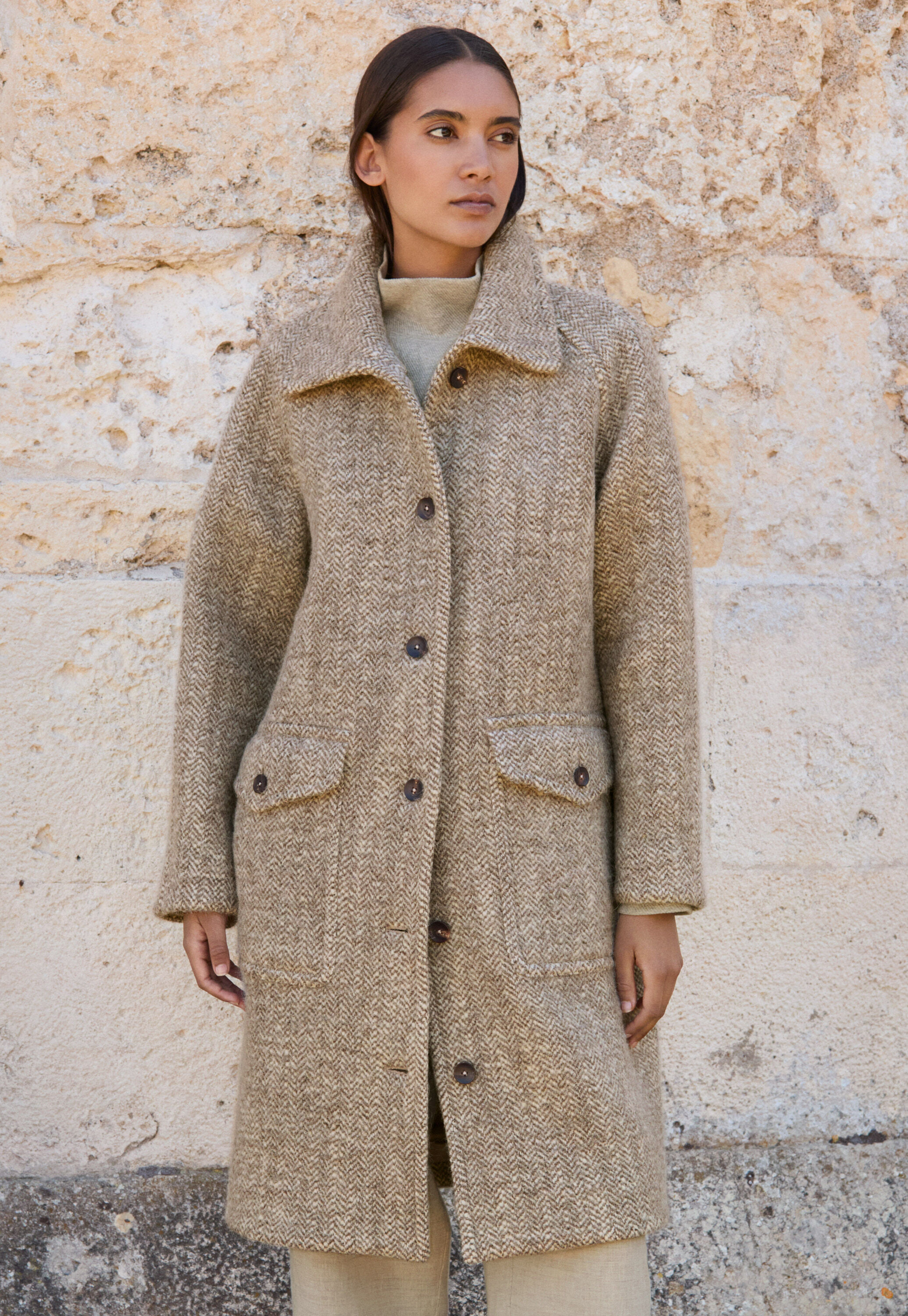 Herringbone coat, Natural fawn, large