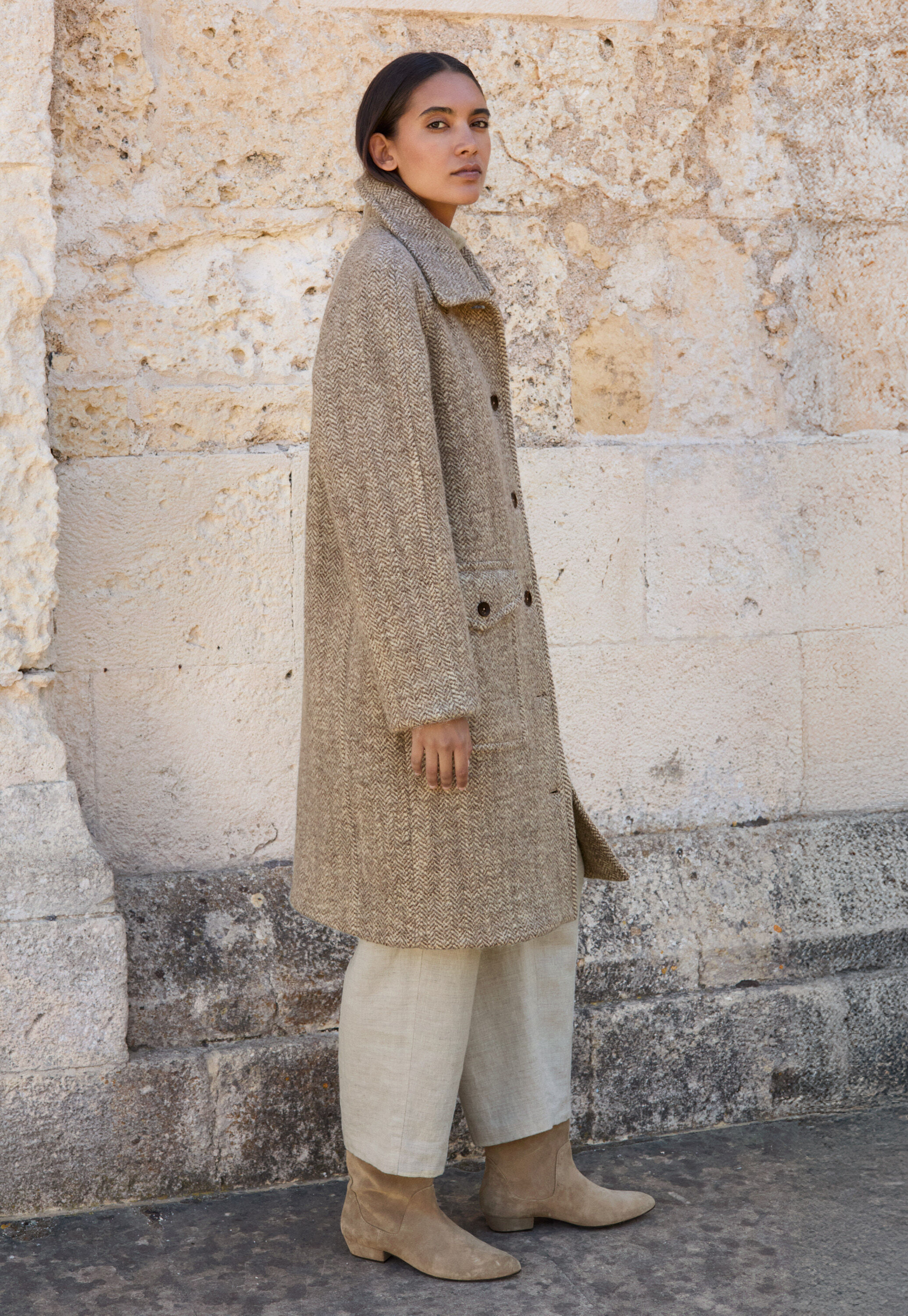 Herringbone coat, Natural fawn, large