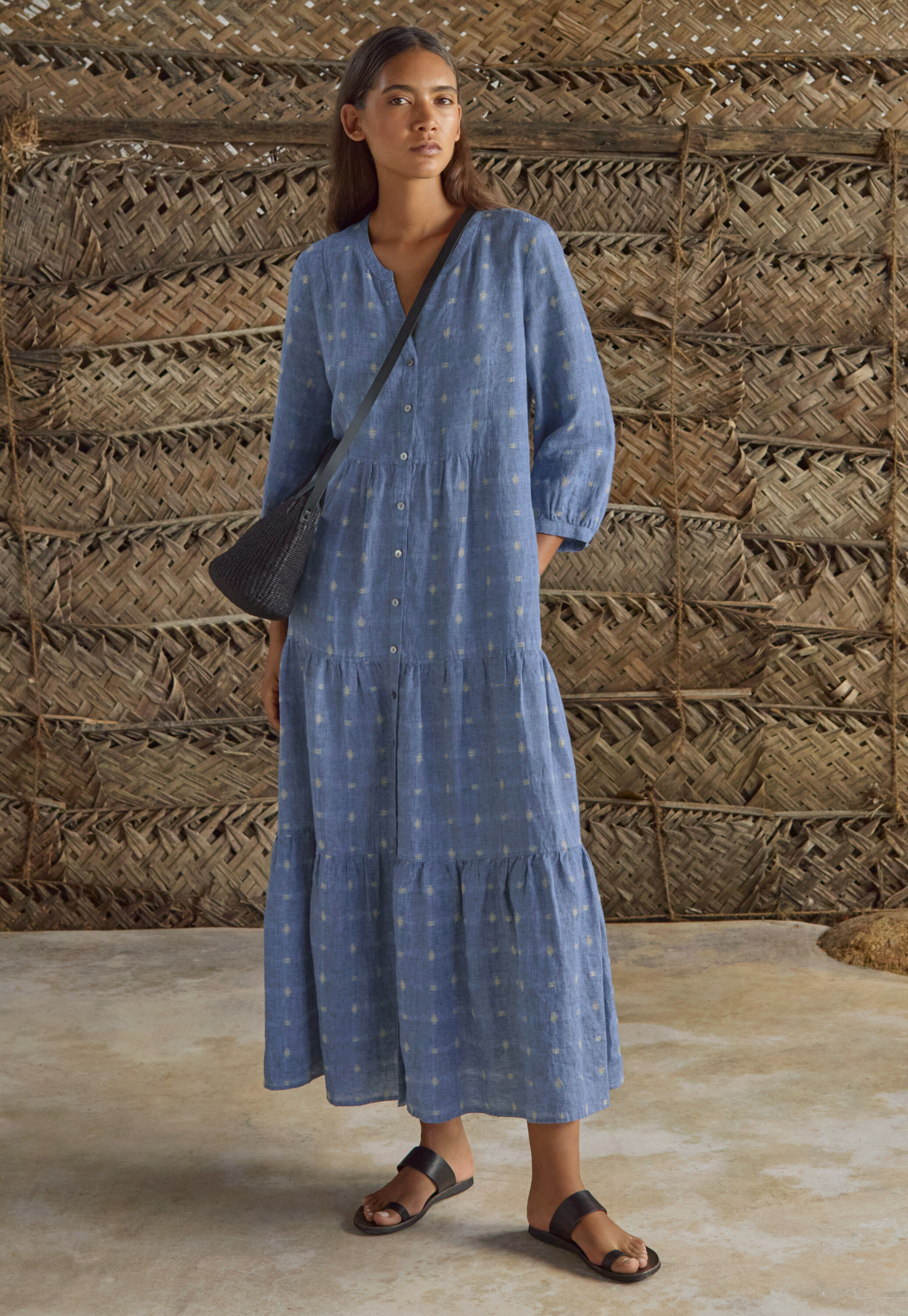 Clipped dobby-weave dress