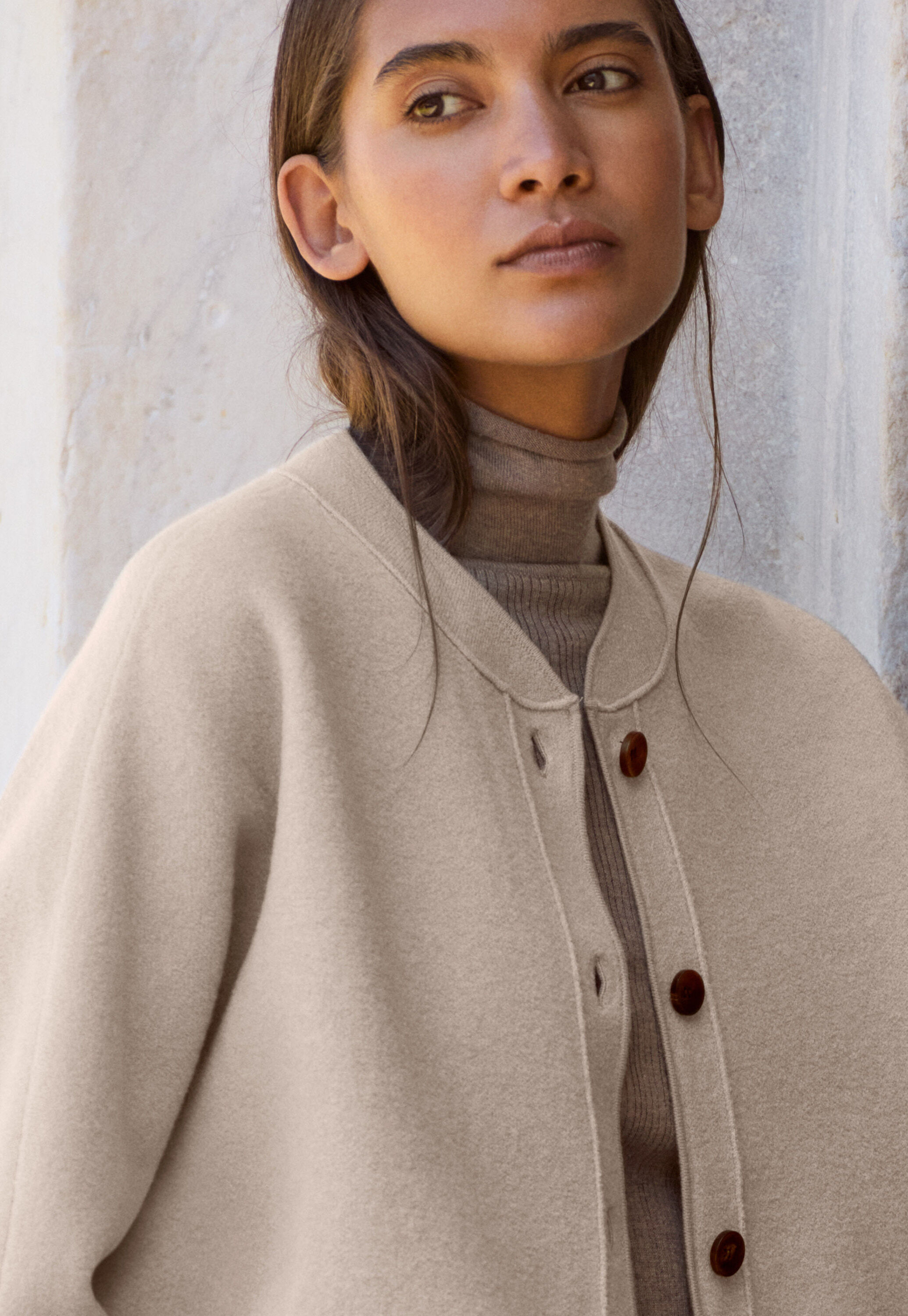 Plaited boiled jacket, Pale stone, large