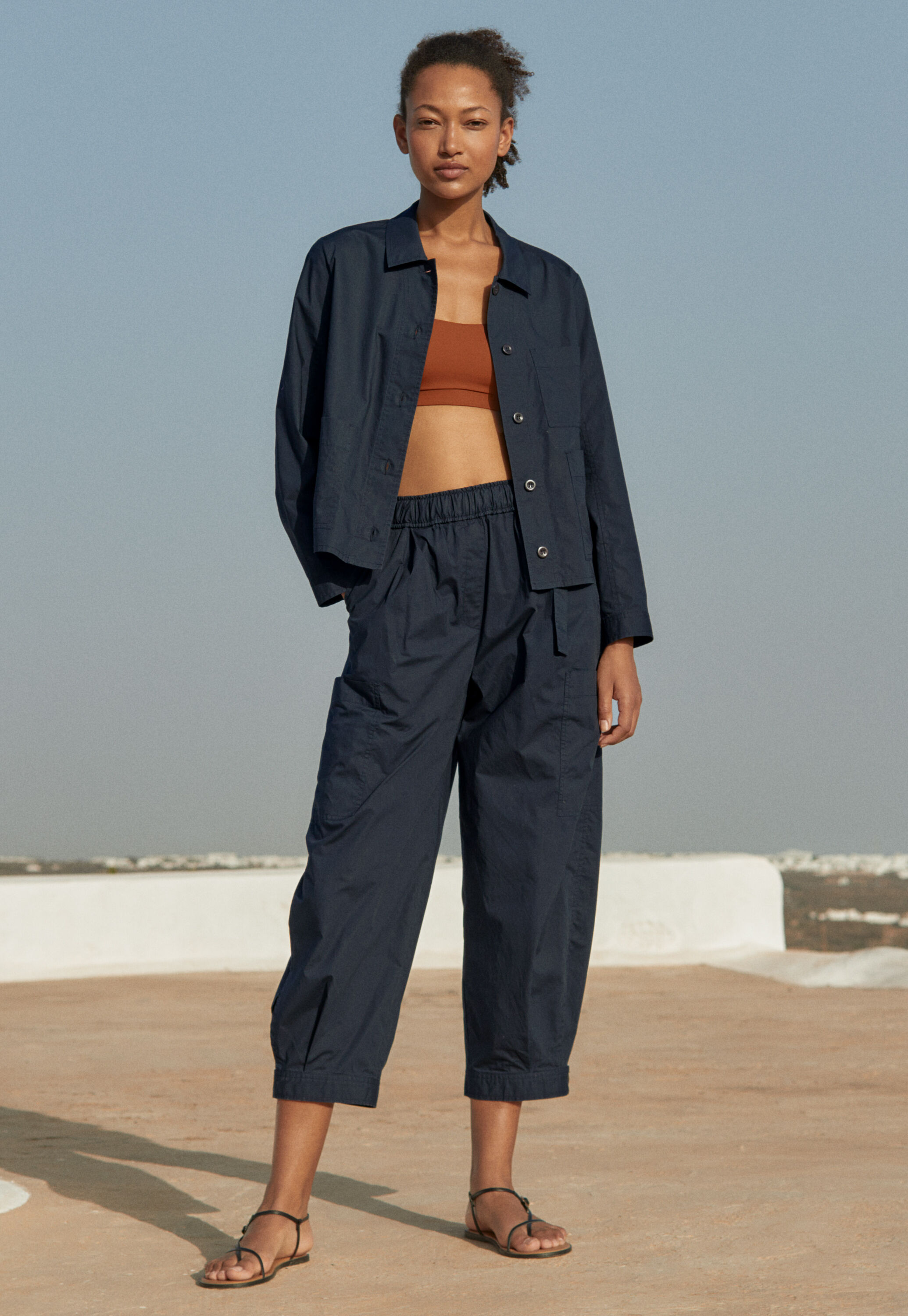 Cropped pull-on trousers