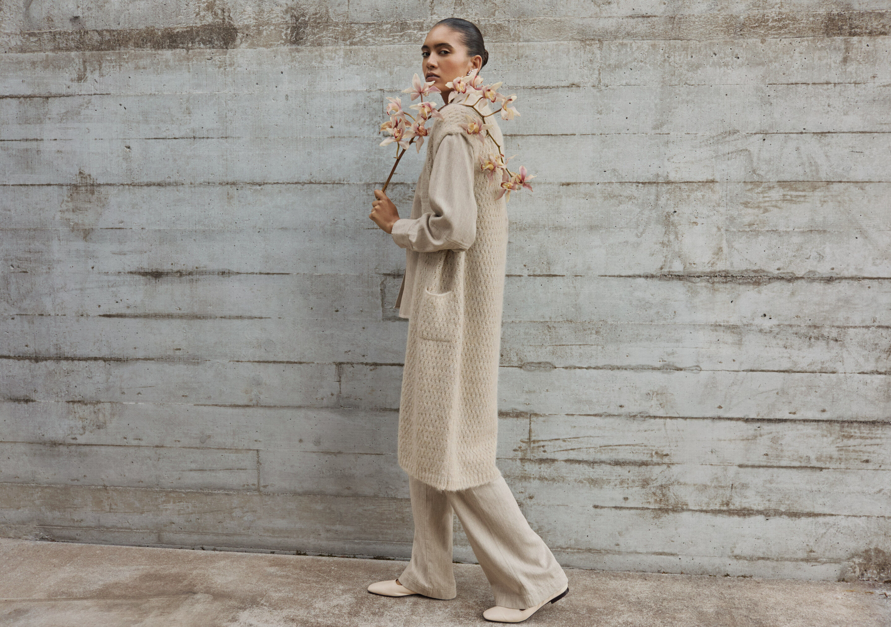 Long open-stitch waistcoat
