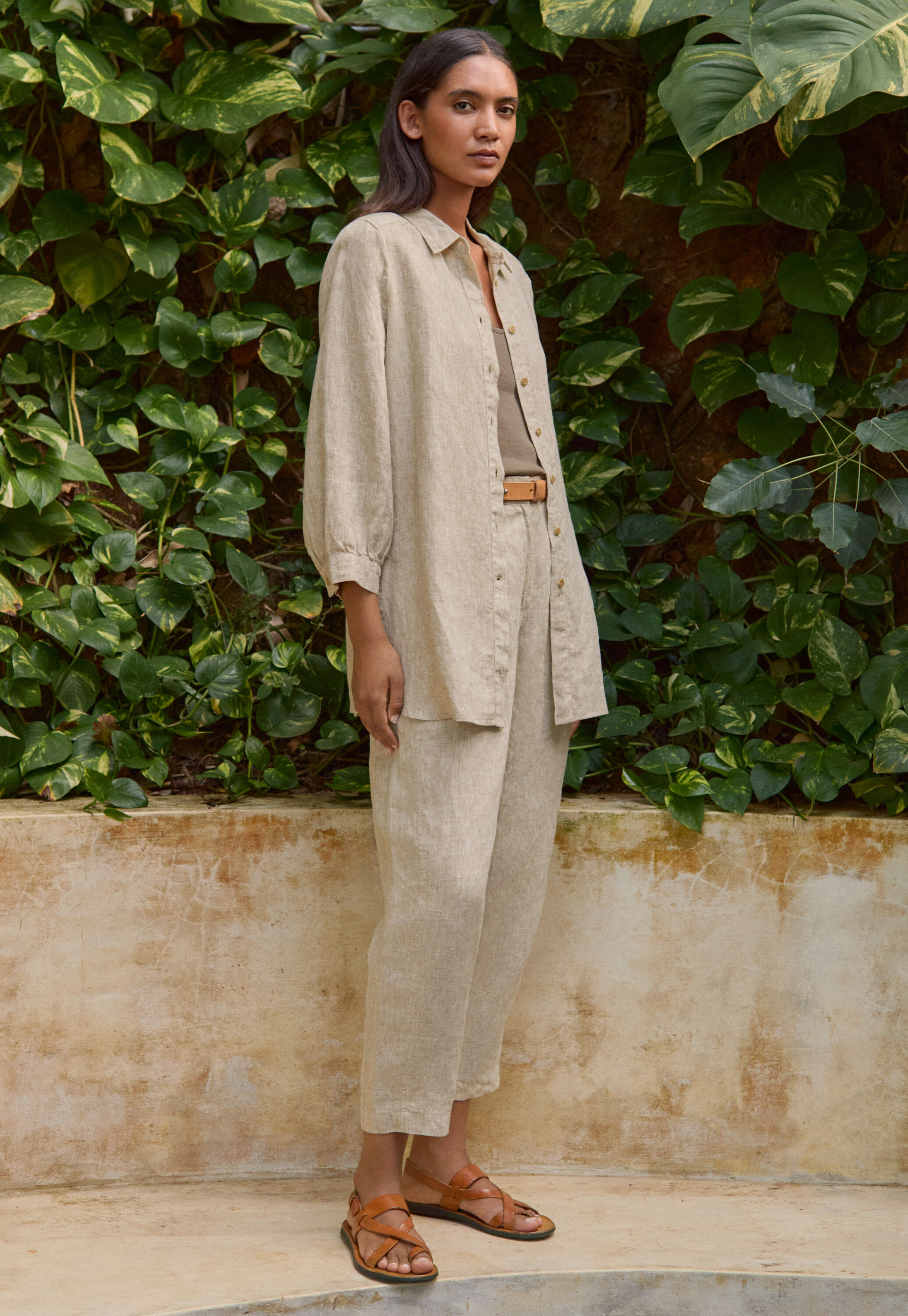 Deep side-split shirt