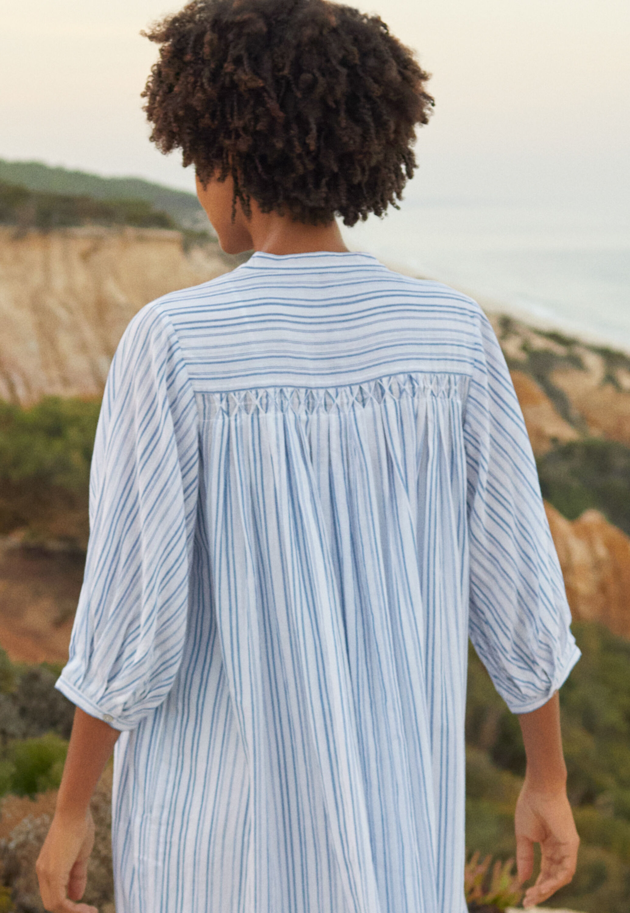 Striped maxi-length dress