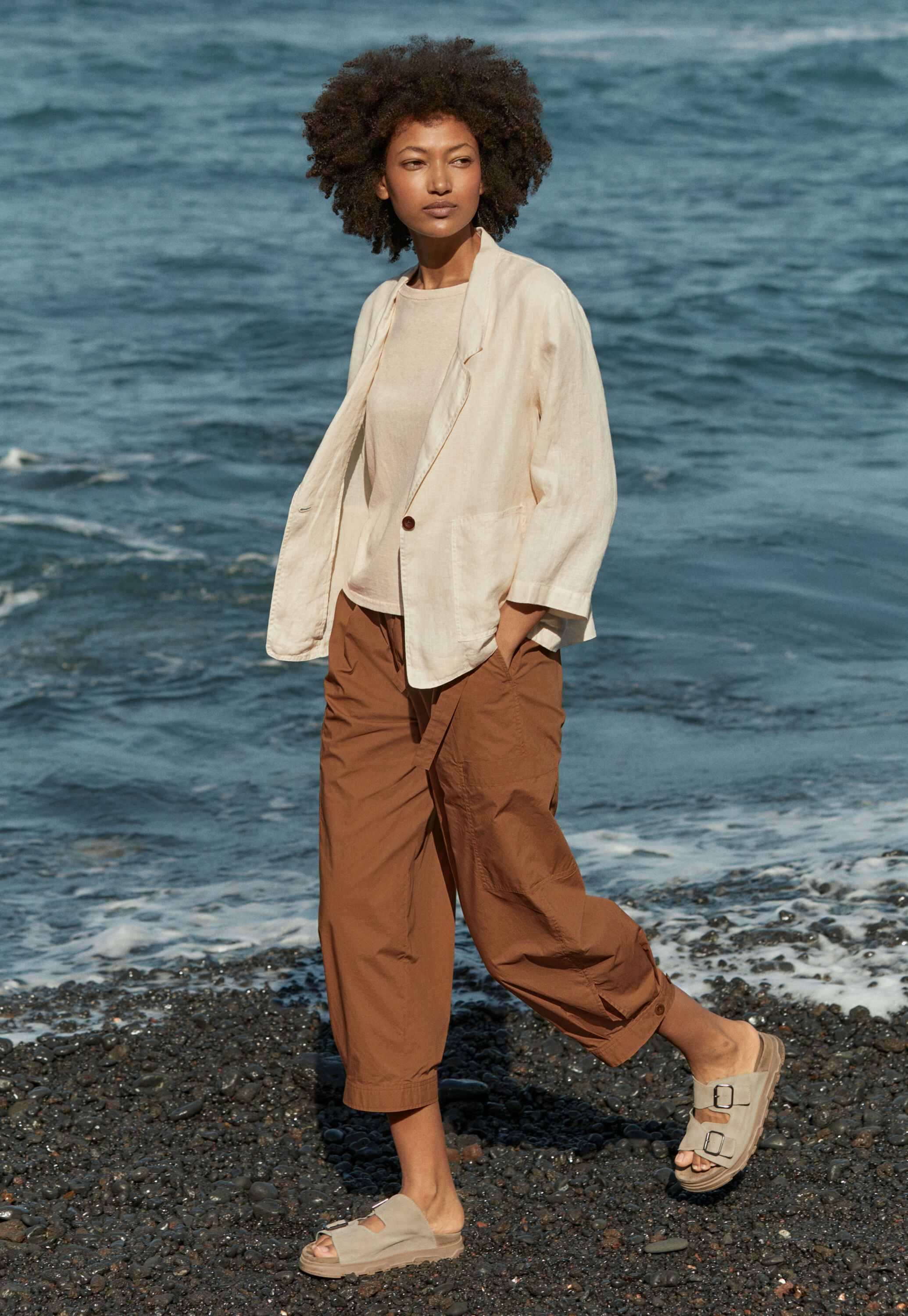 Cropped pull-on trousers