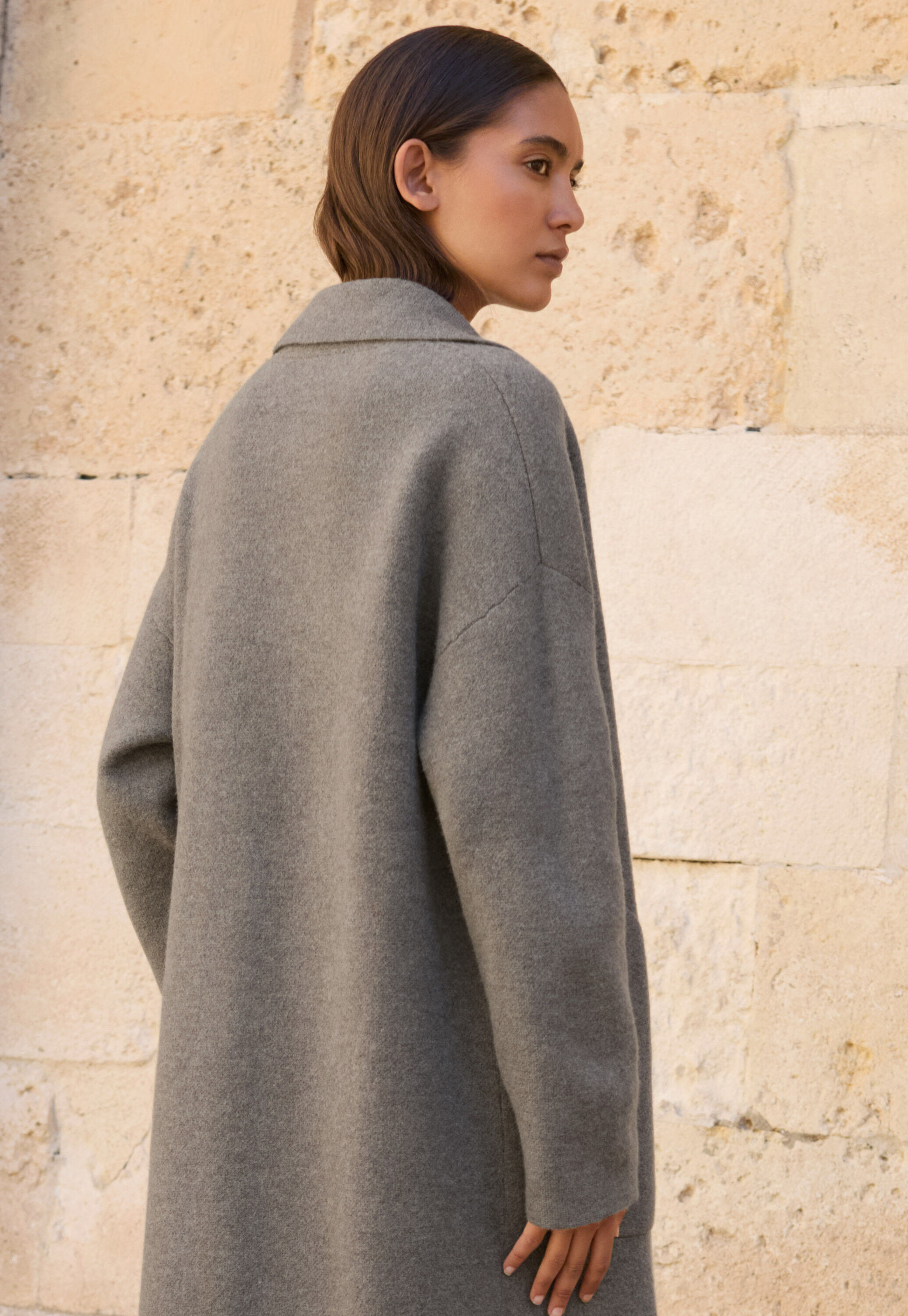 Knitted coatigan, Taupe brown, large