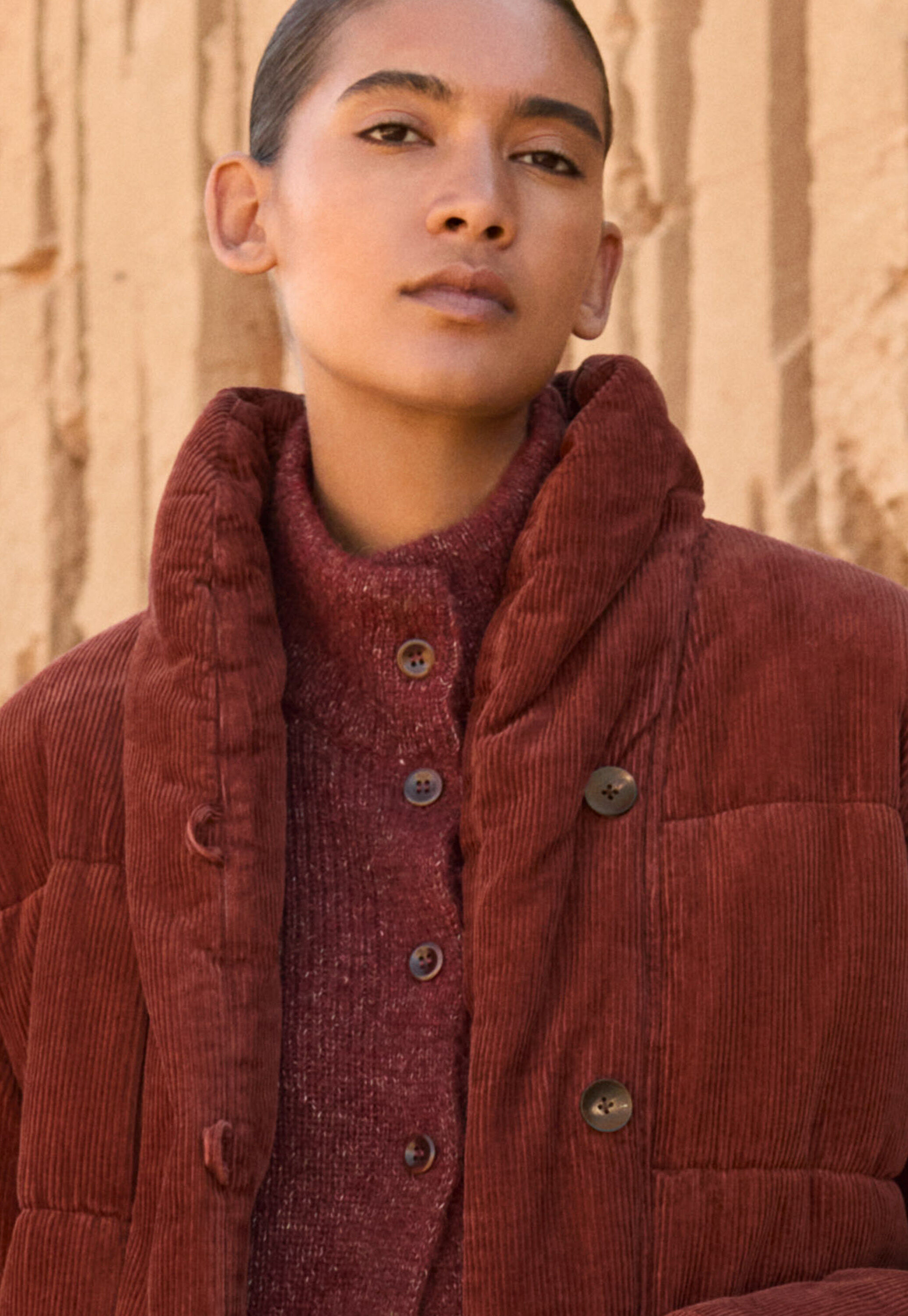 Padded shawl-collar coat, Chilli, large