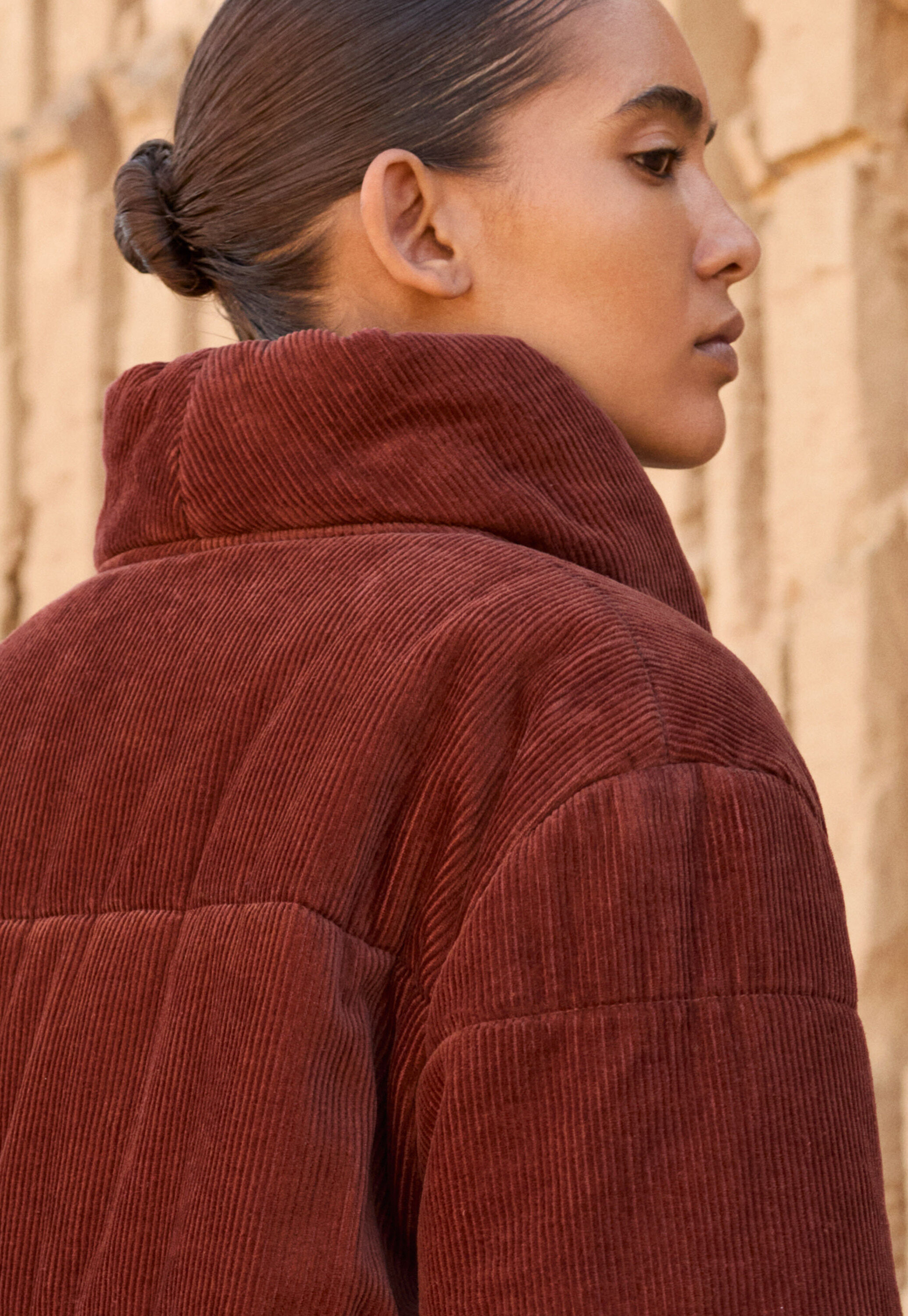 Padded shawl-collar coat