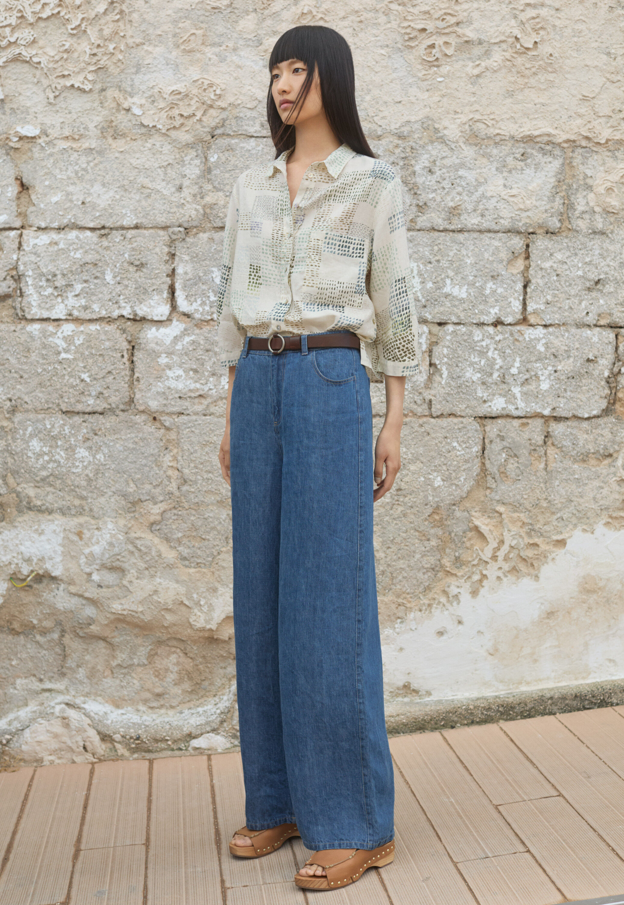 Printed shirt, Ecru sky, large