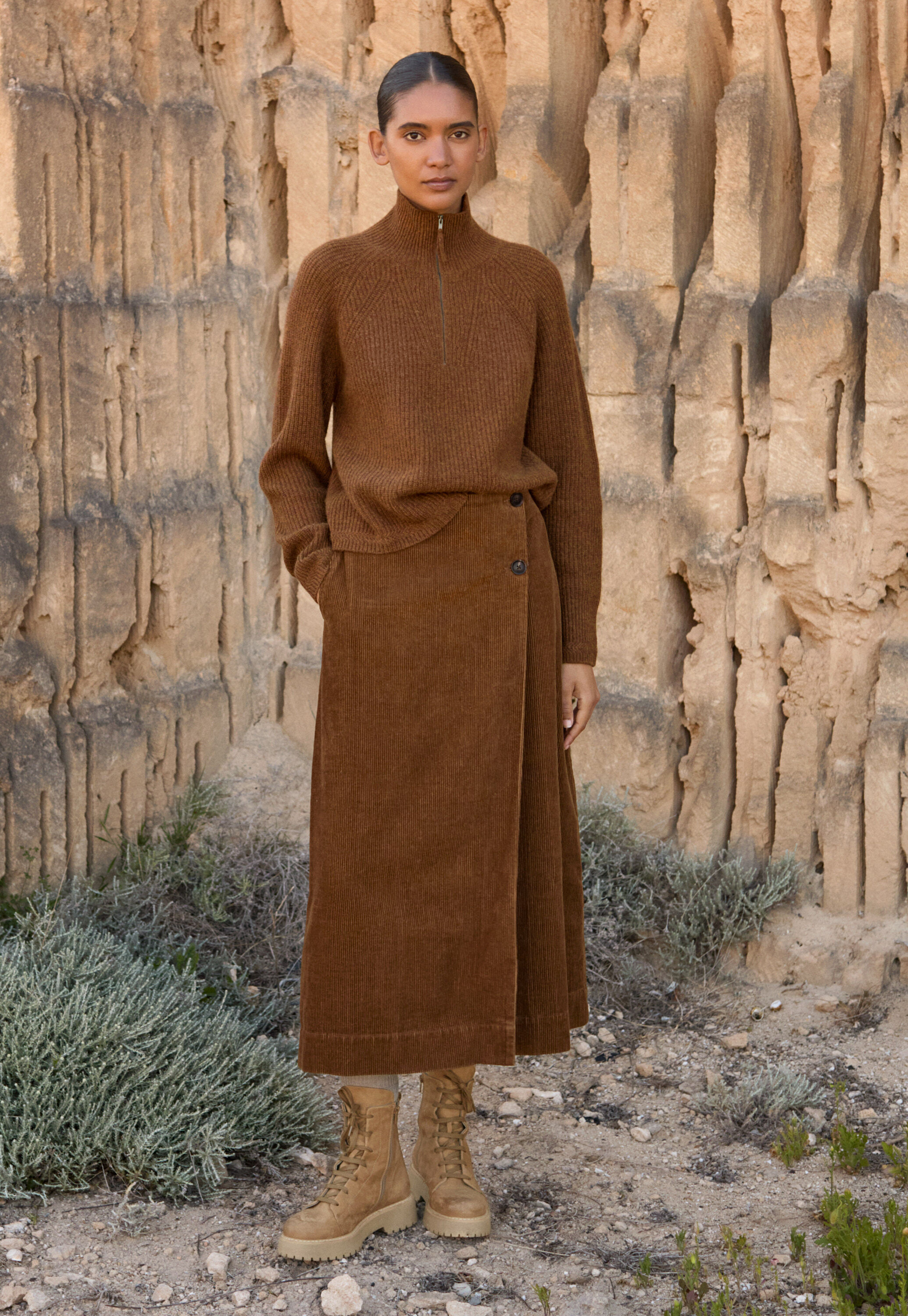 Wrap over skirt, Tobacco, large