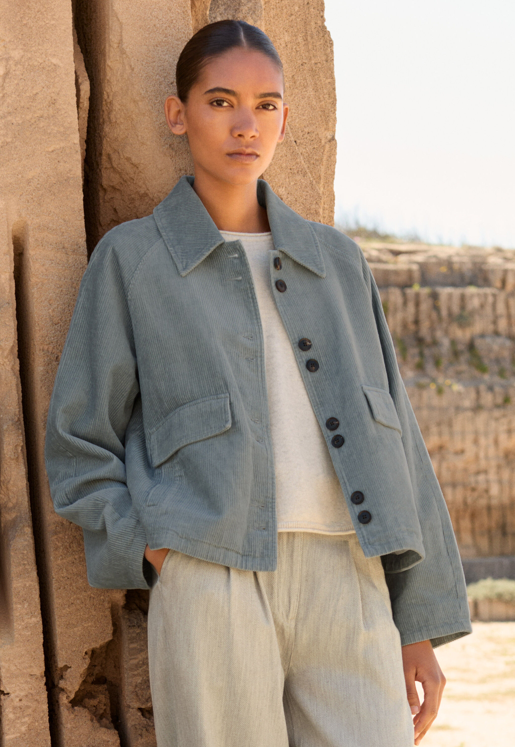 Cropped cord jacket