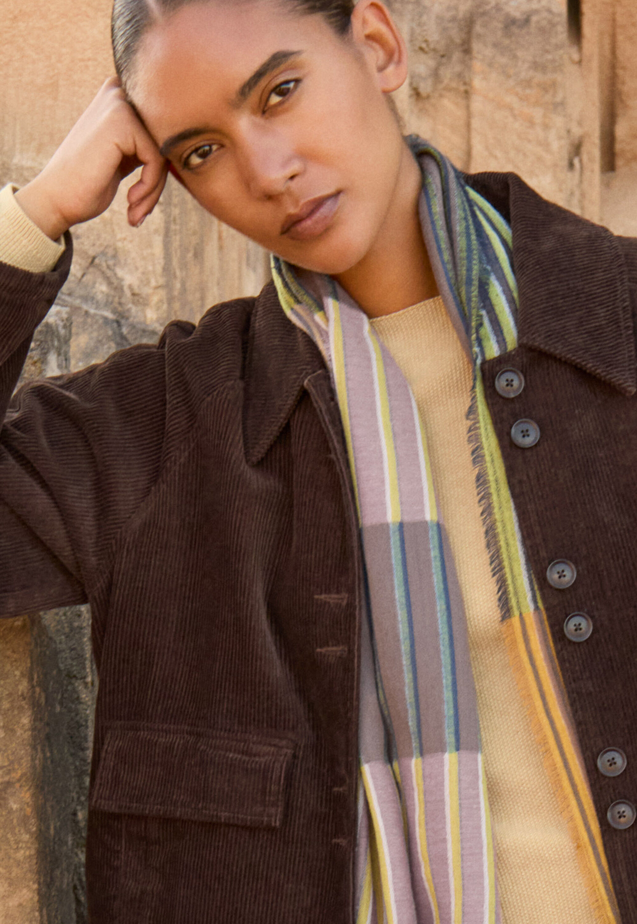 Cropped cord jacket, Dark chocolate, large