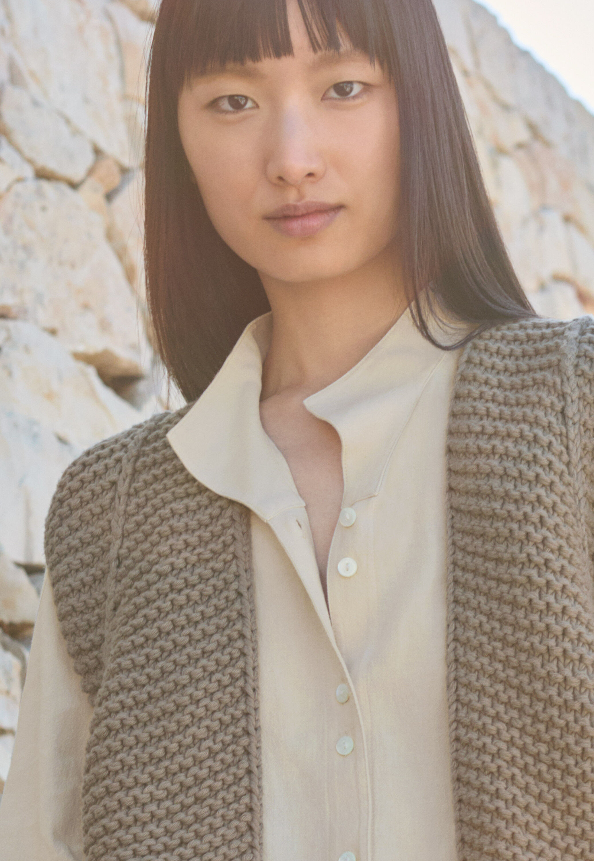 Funnel-neck blouse