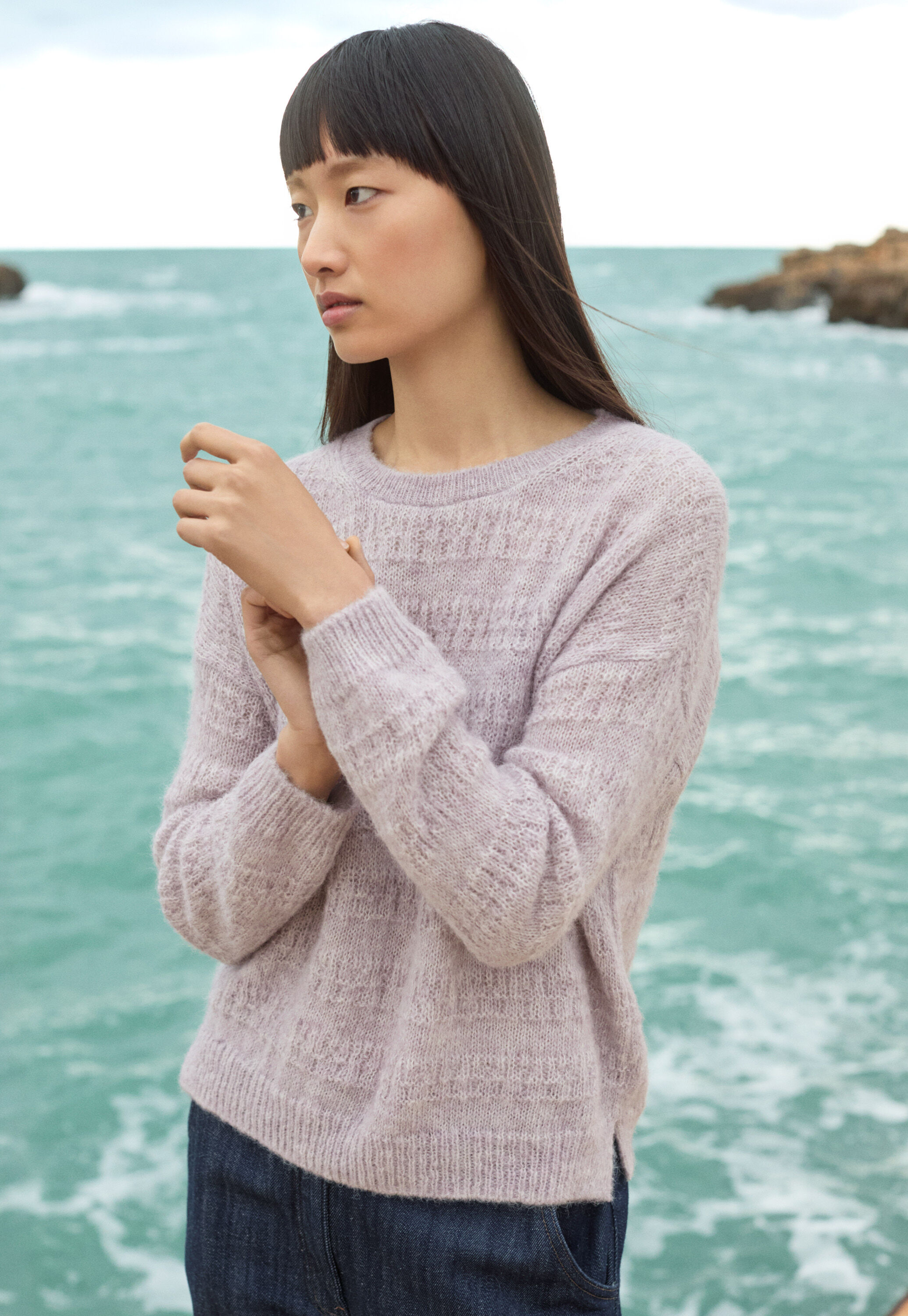 Textured striped sweater