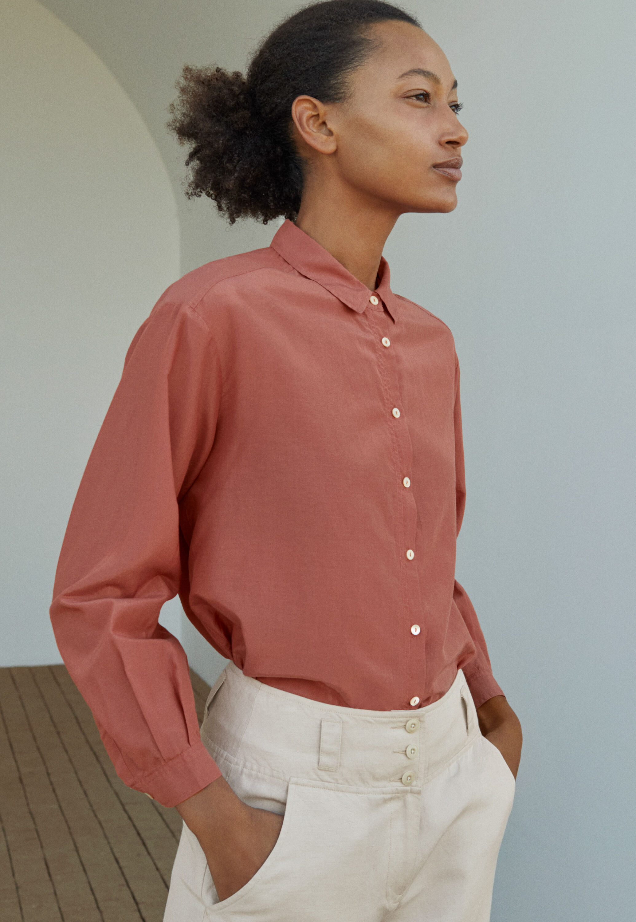 Dropped-shoulder shirt