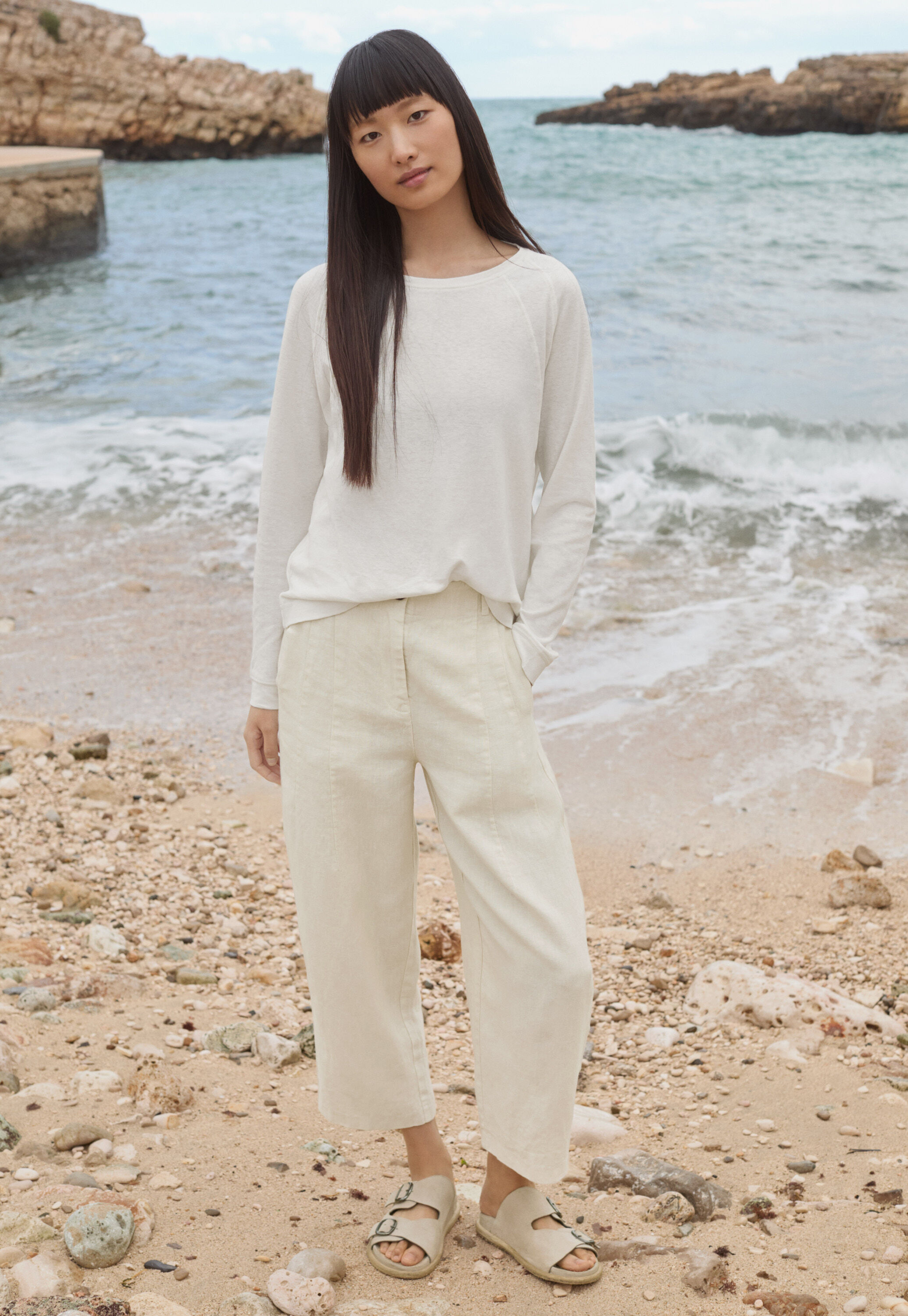 Panelled jersey top