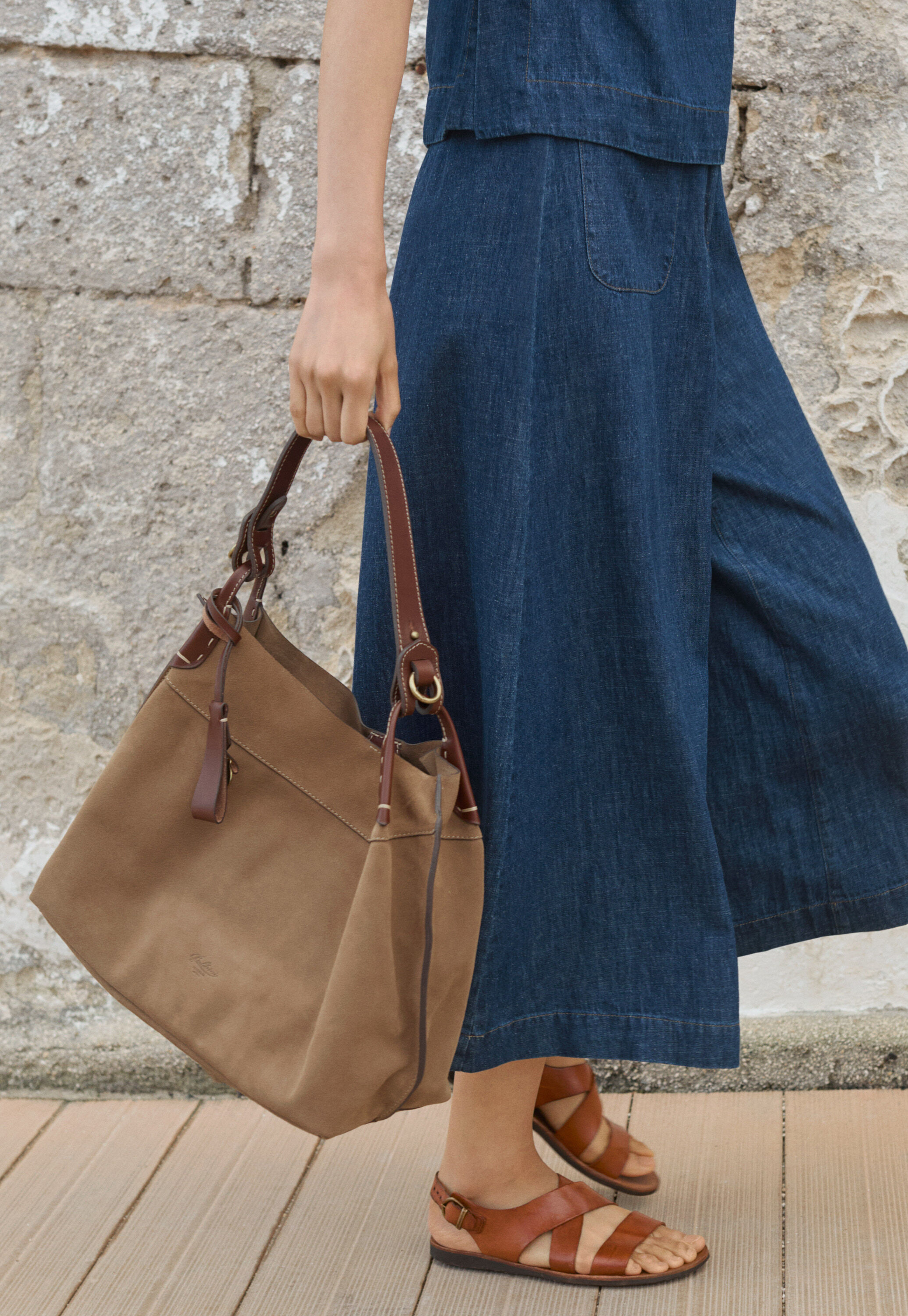 Indigo-dyed culottes