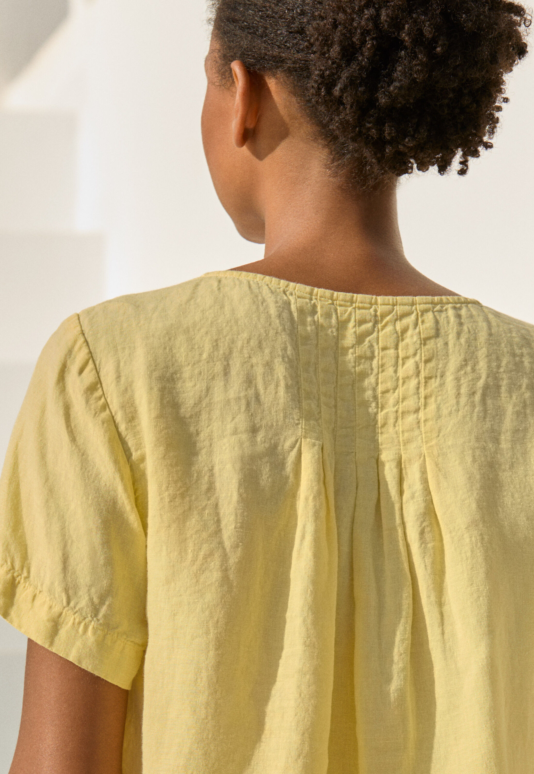 Pleated short-sleeve top