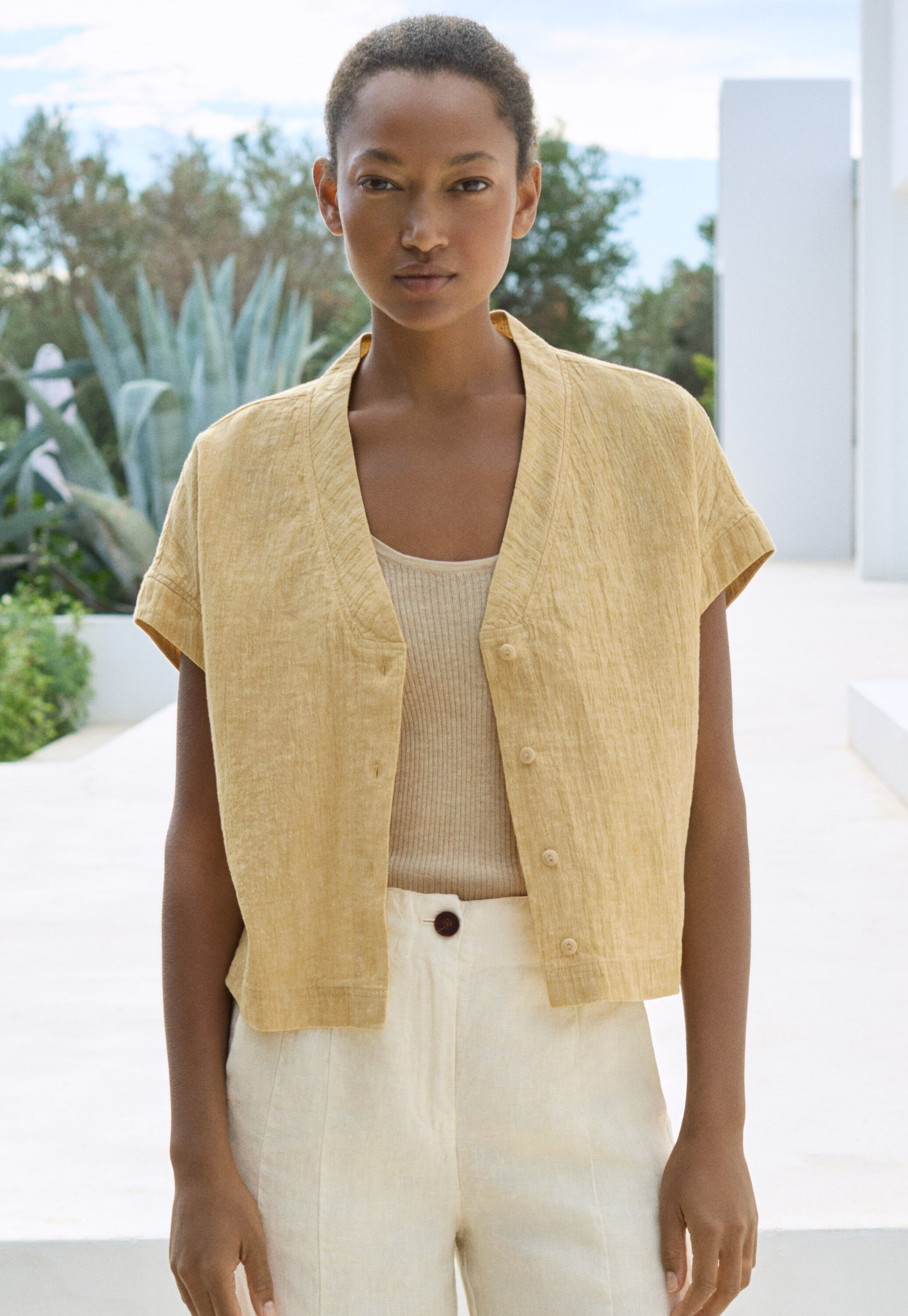 Garment-dyed overshirt