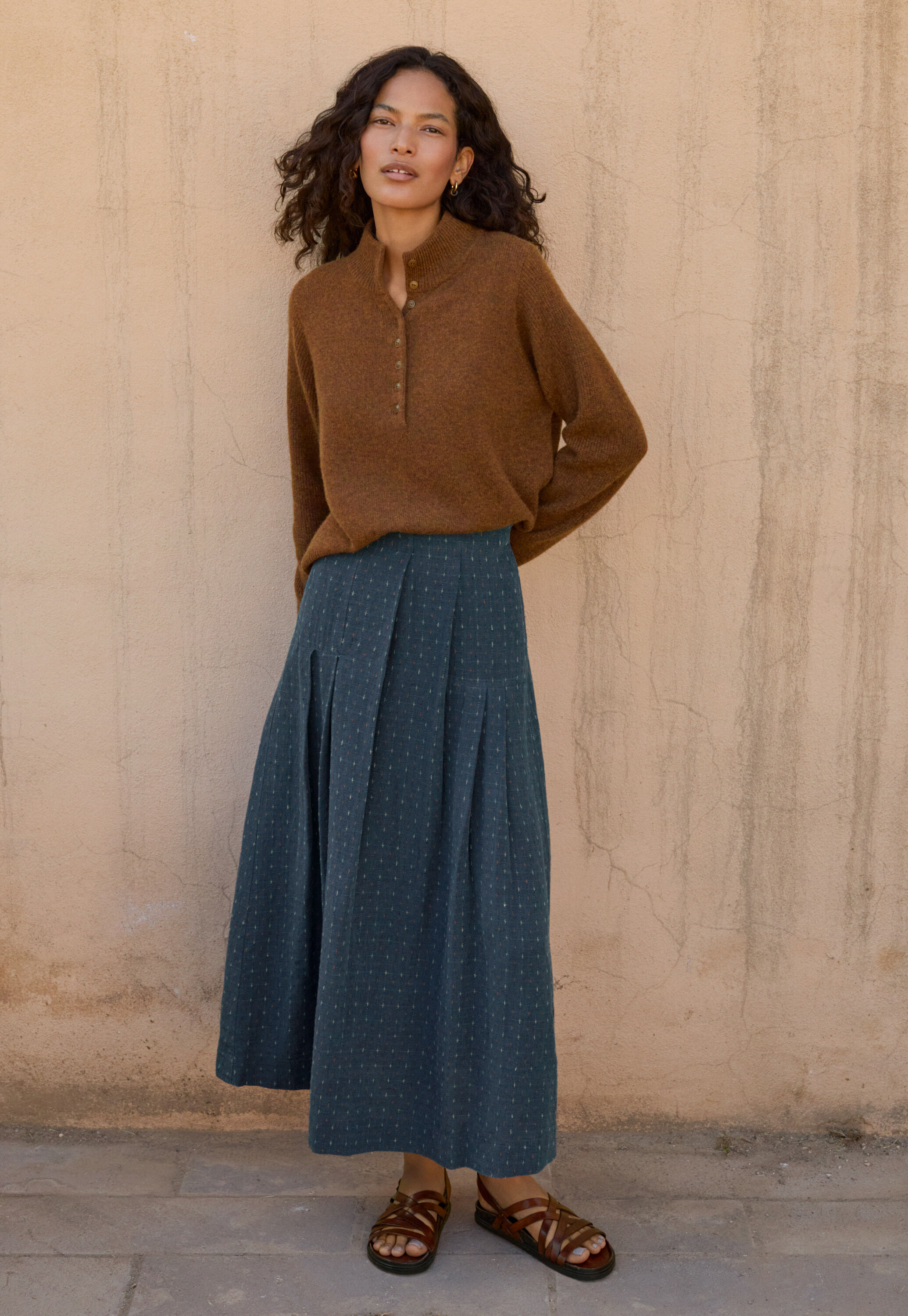 Pleated skirt, Dark petrol, large