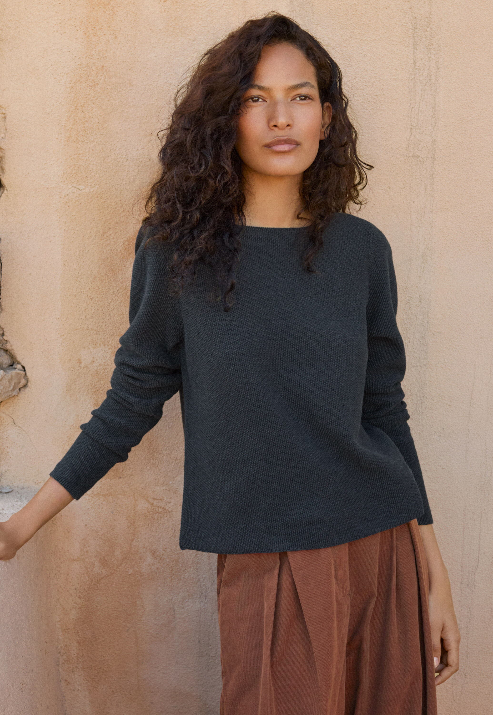 Boat-neck sweater, Dark petrol, large