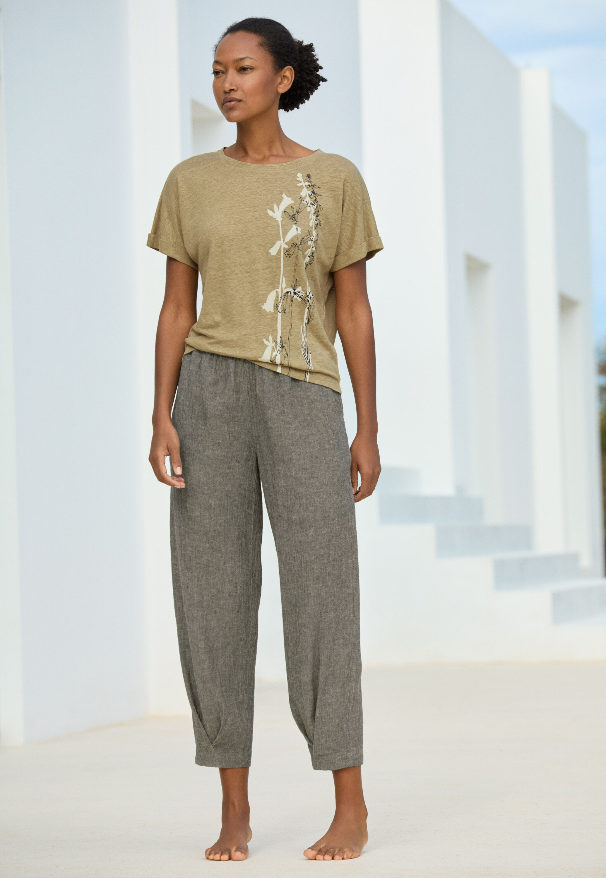 Crinkle tapered trousers