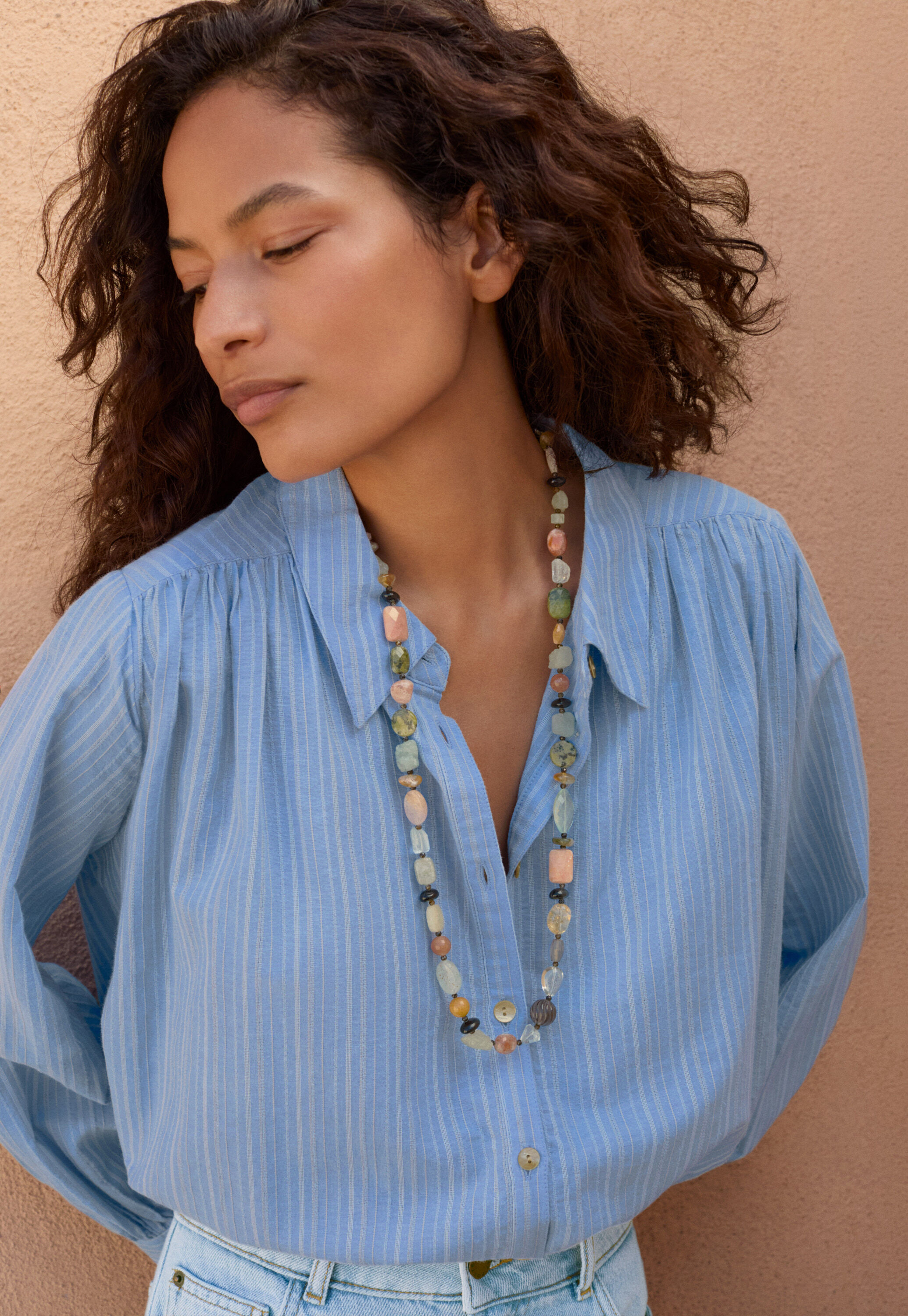 Necklace, Aqua peach, large