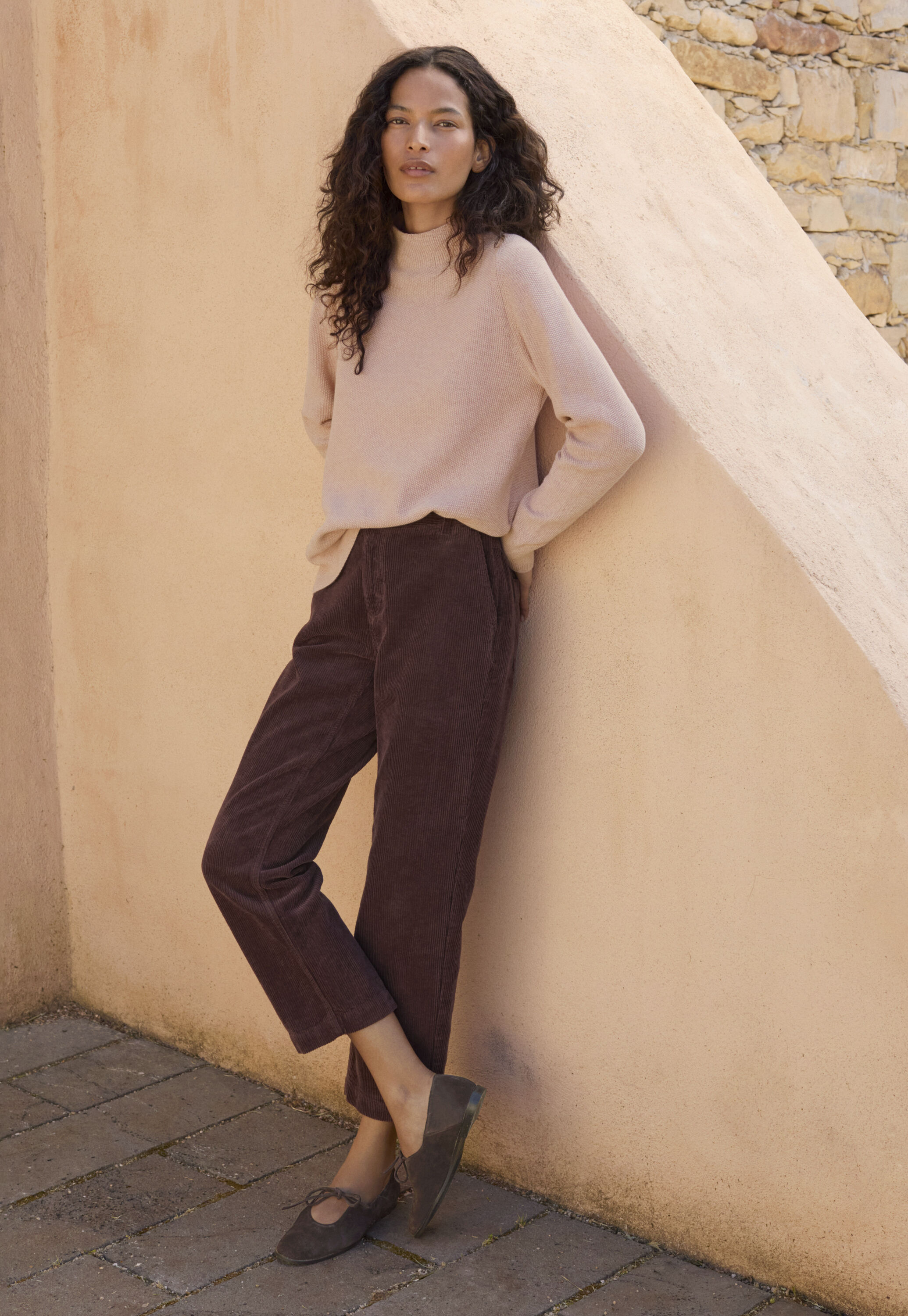 Funnel-neck sweater, Shell rose, large
