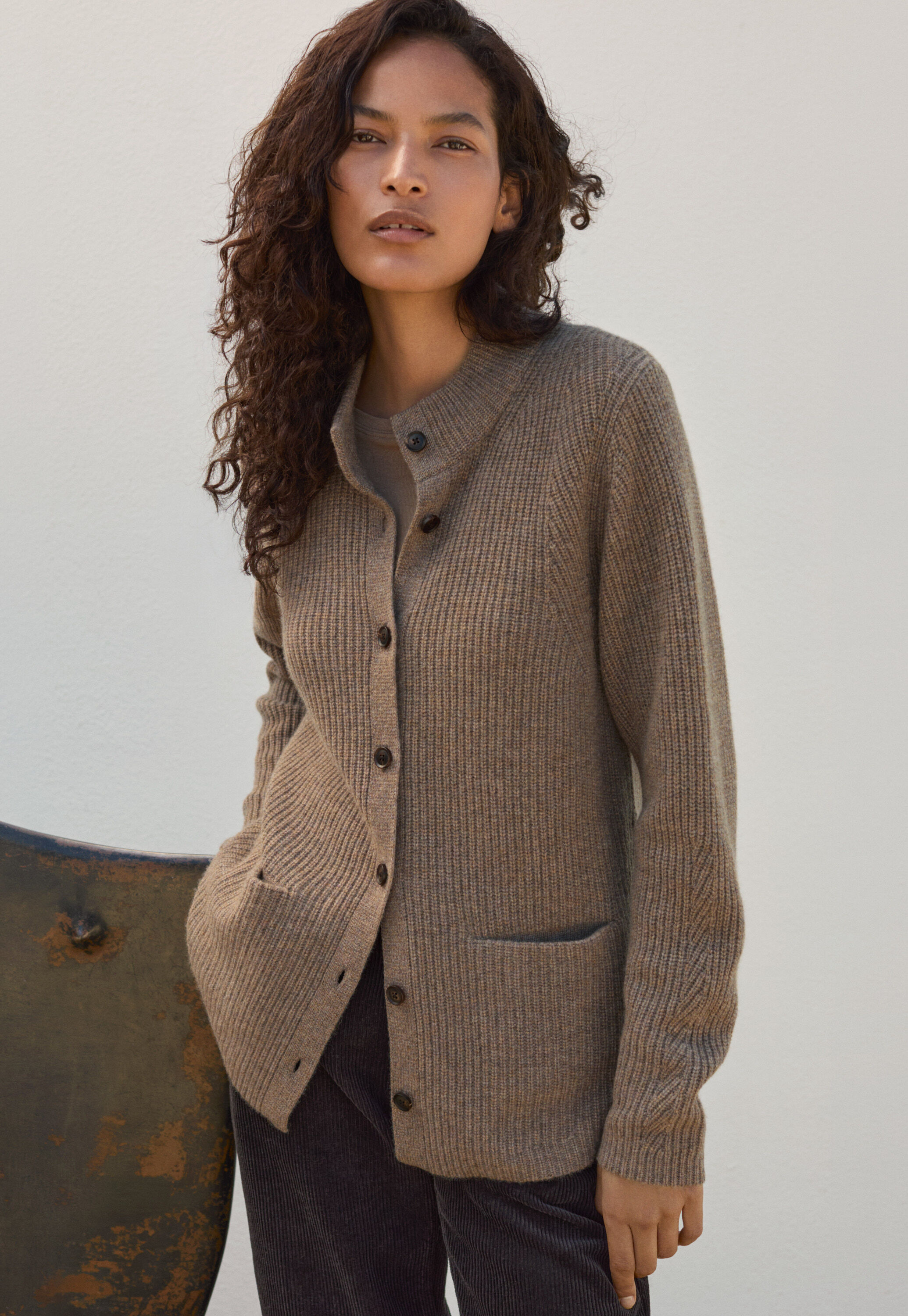 Rib-stitch cardigan