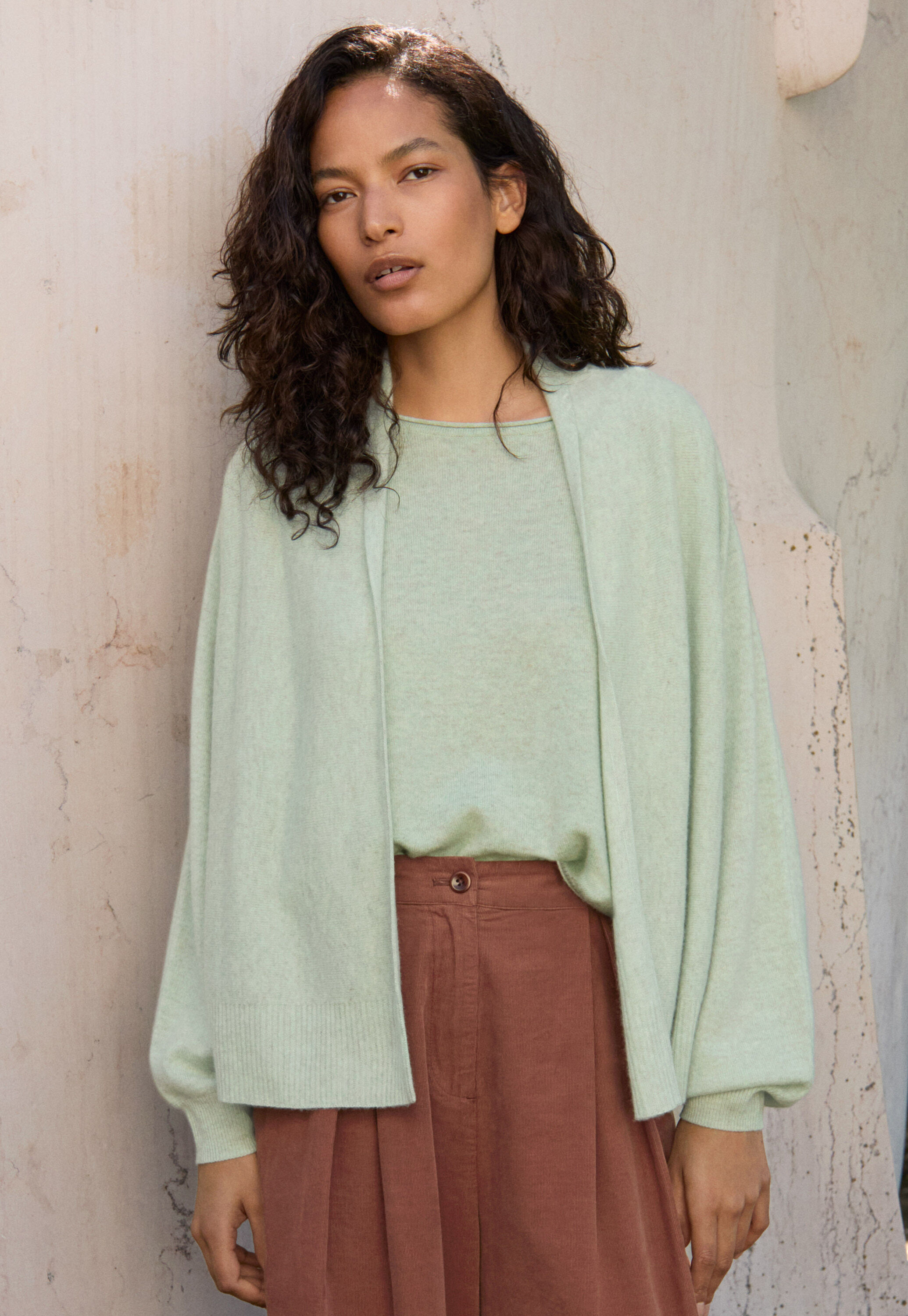 Dolman shawl-collar cardigan