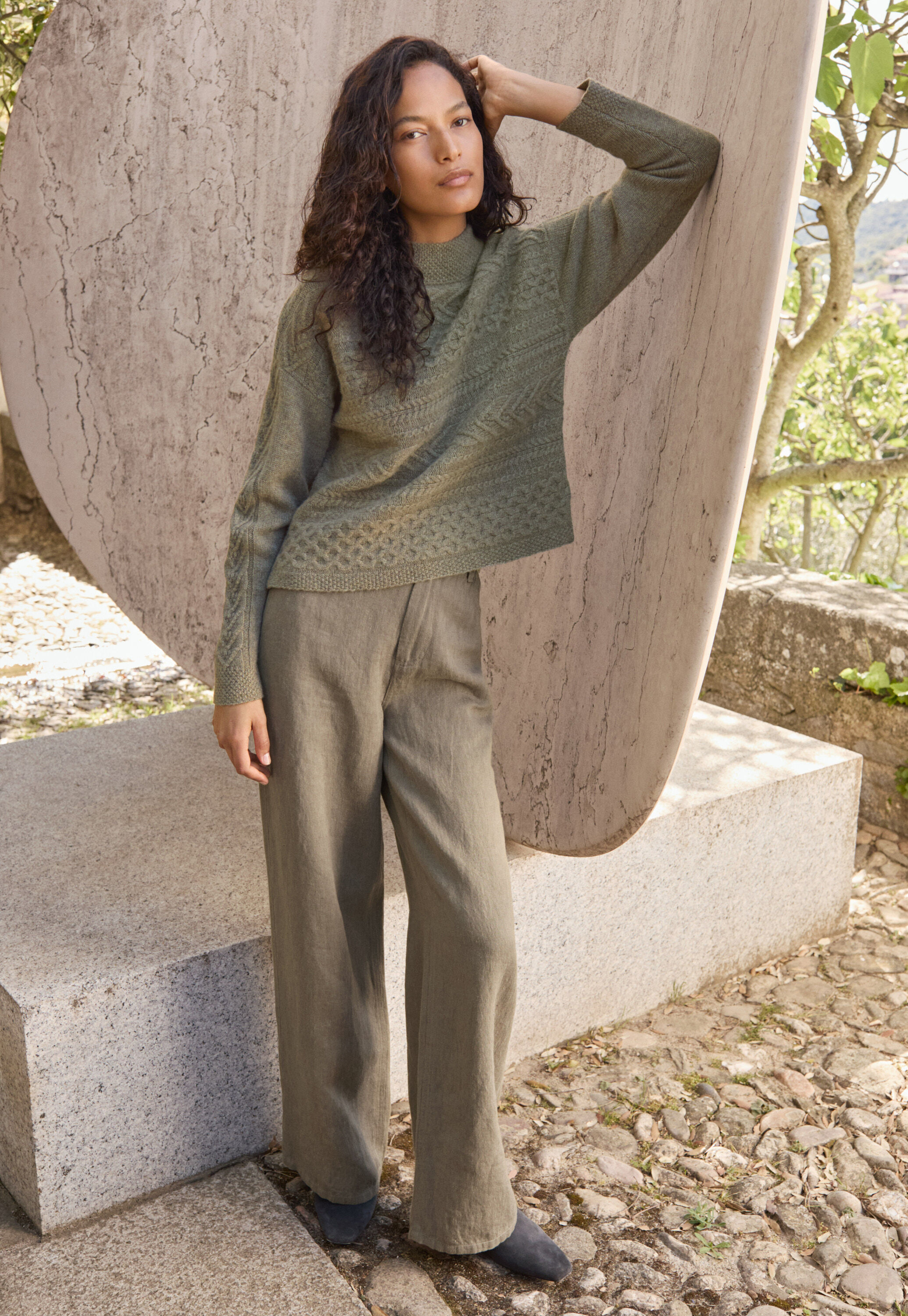 Wide & straight leg trousers, Taupe, large