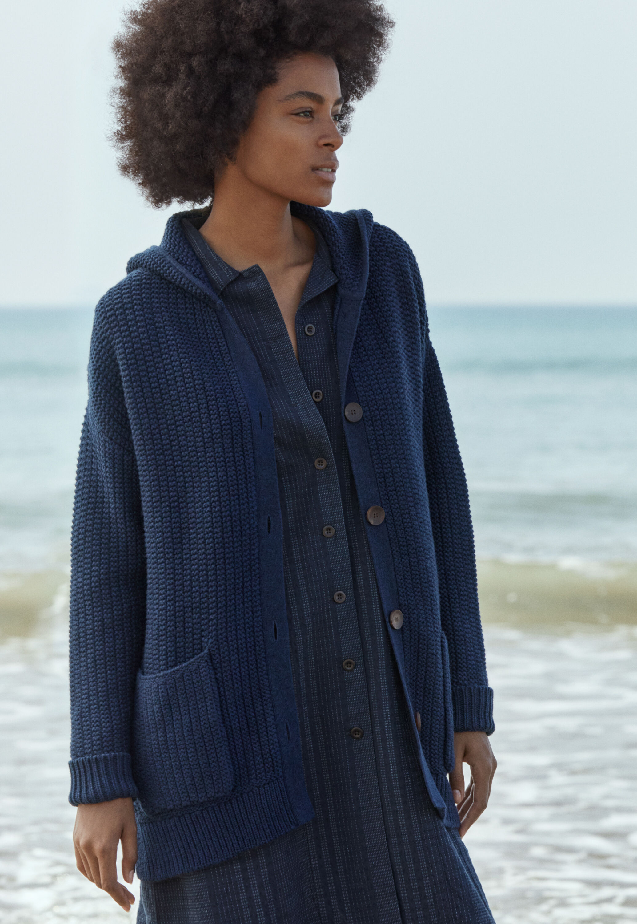 Knitted hooded jacket