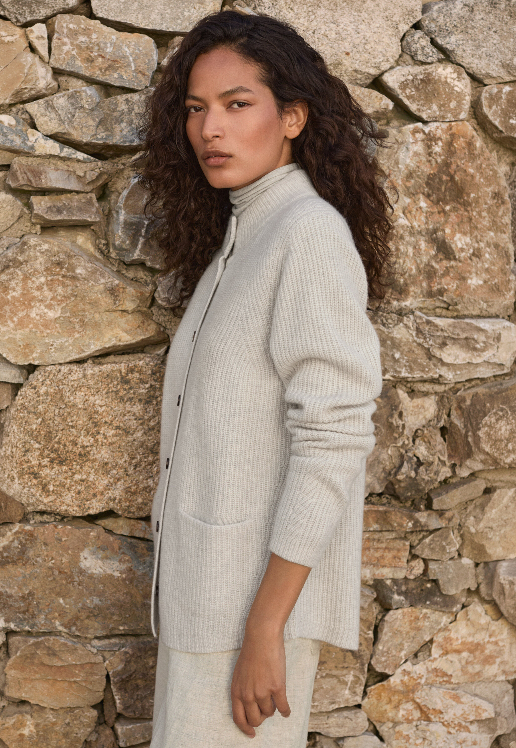 Rib-stitch cardigan