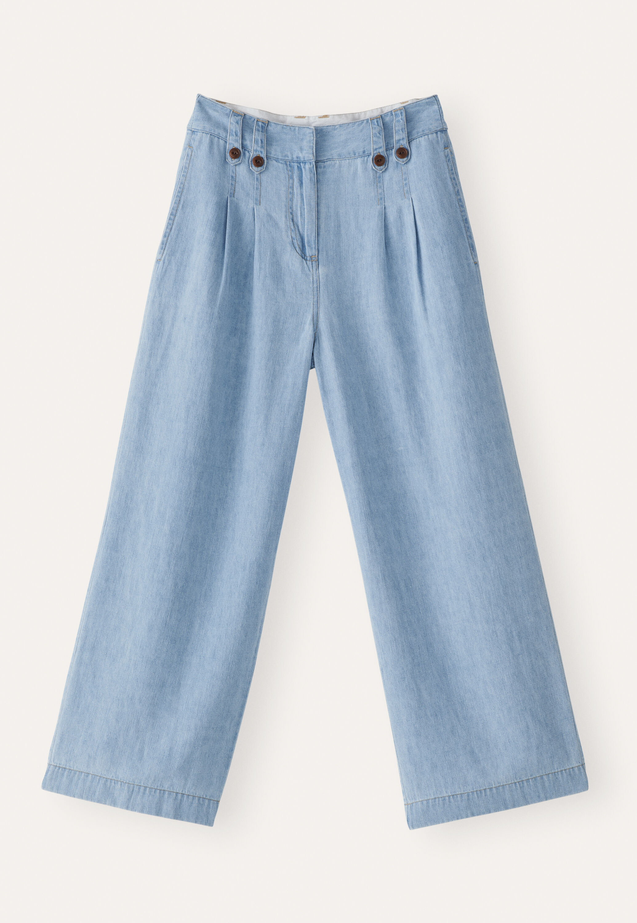 Indigo-dyed cropped trousers