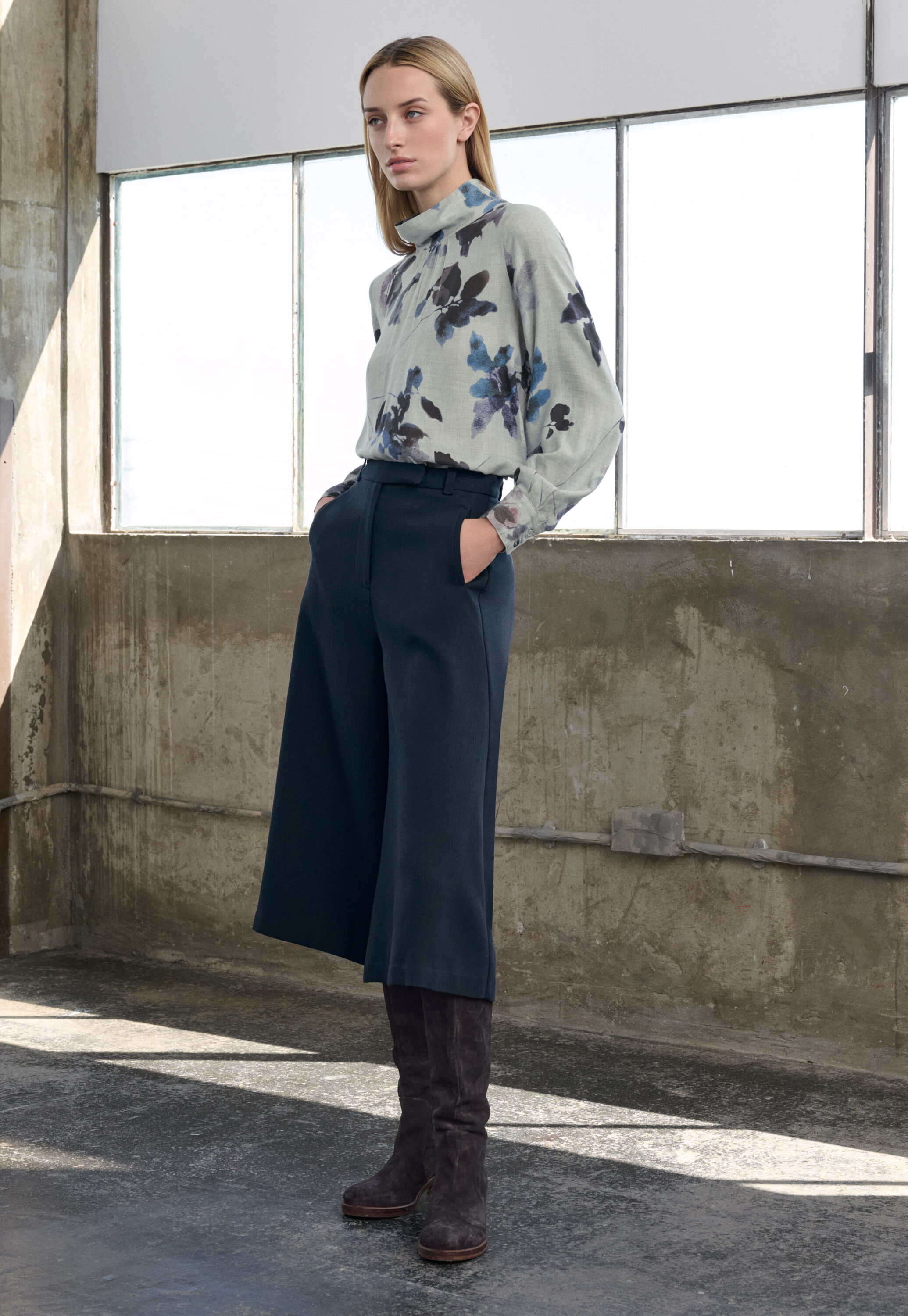 Tailored culottes, Ink teal, large