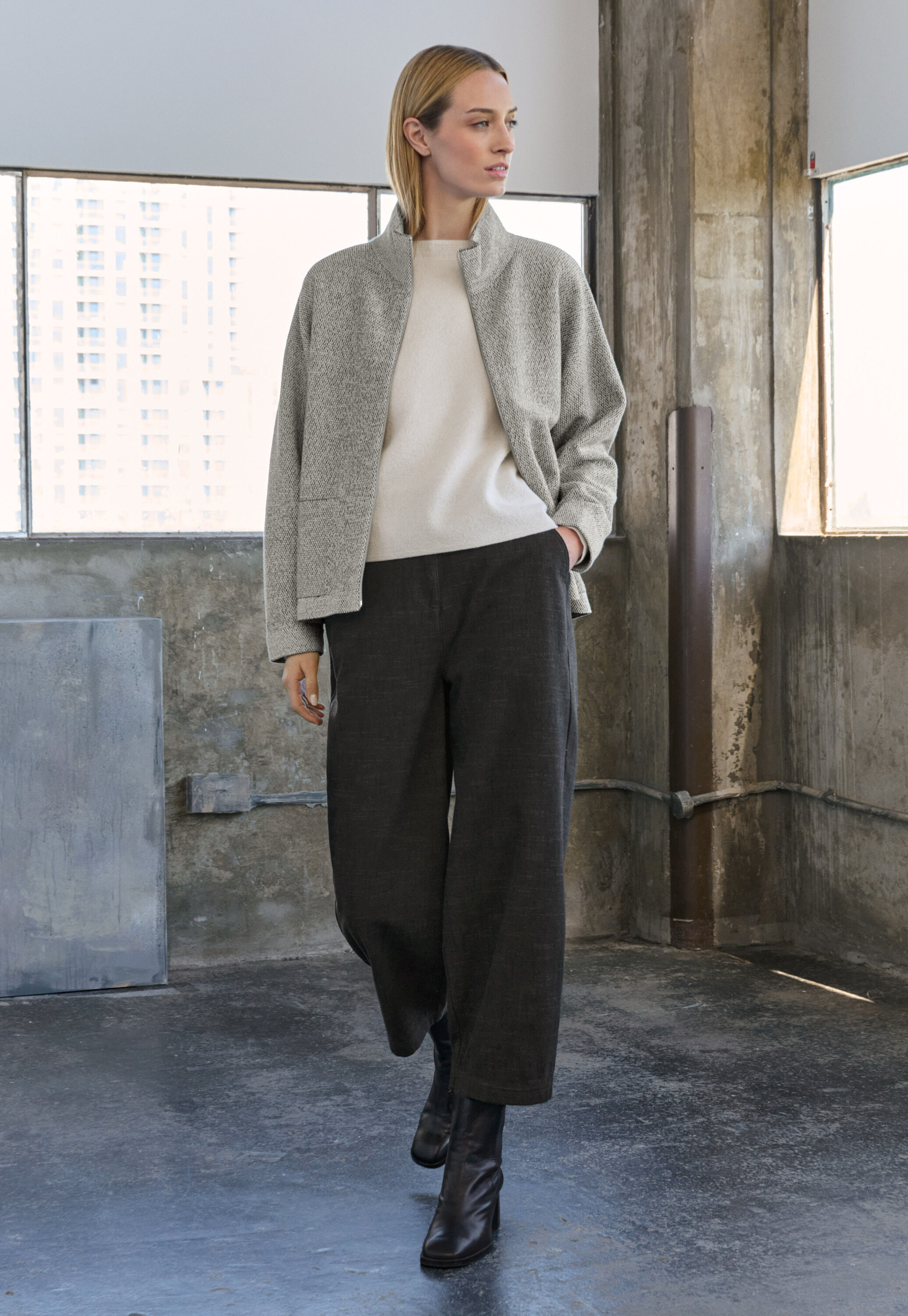 Zip-front jacket, Monochrome, large