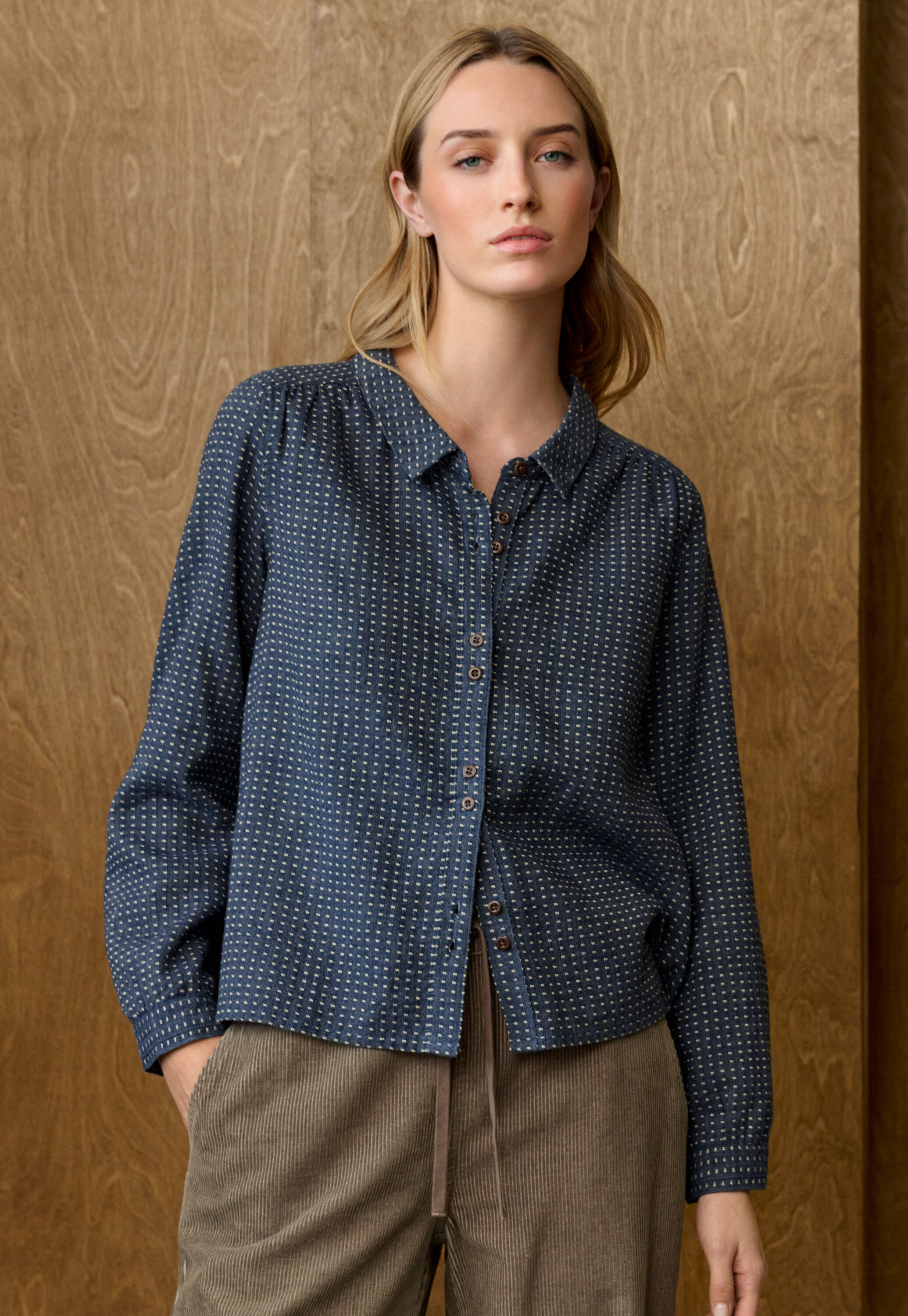 Dot-weave shirt, Soft indigo, large