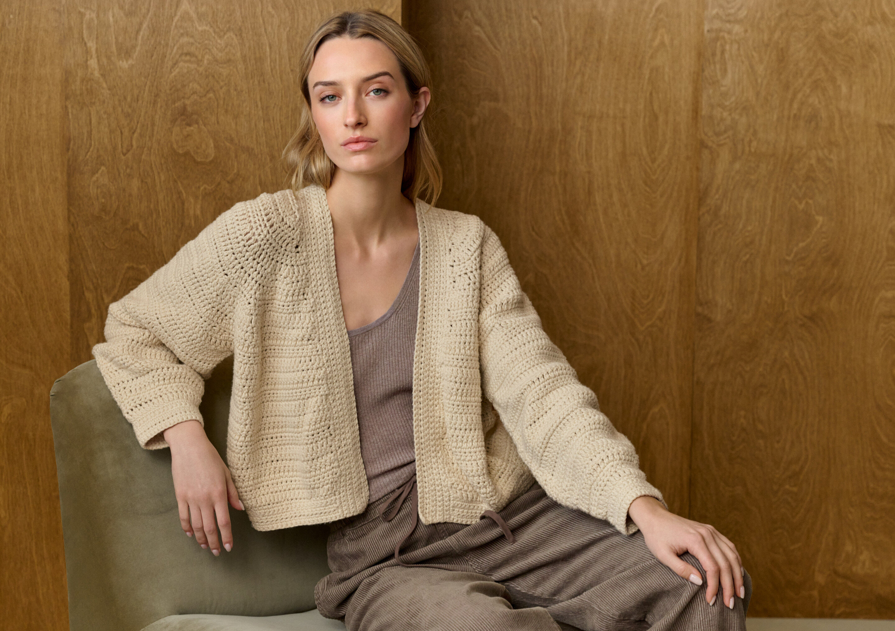 Hand-knit crochet cardigan
